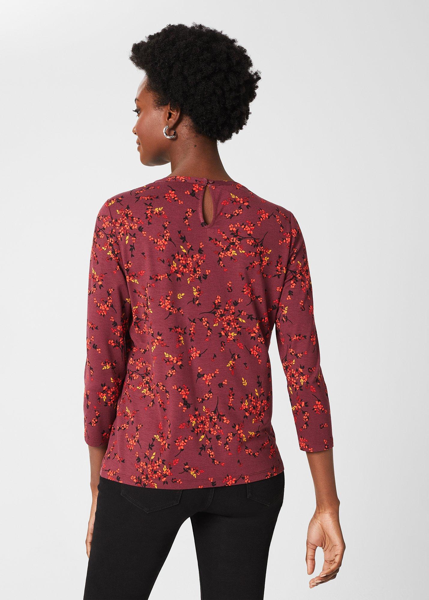 Julia Printed Top, Mulberry Red, hi-res