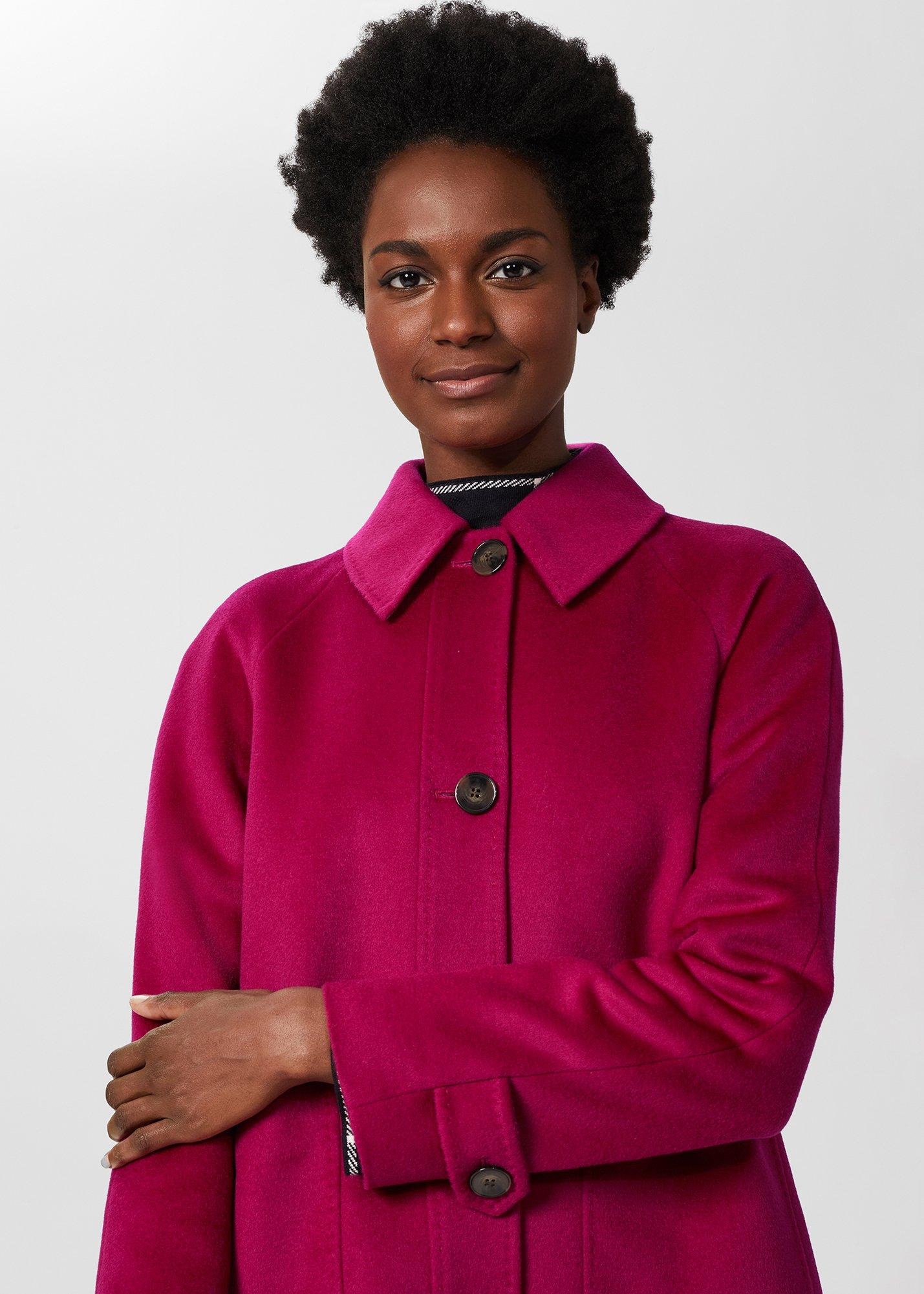 Sairey Short Wool Coat, Fuchsia Pink, hi-res