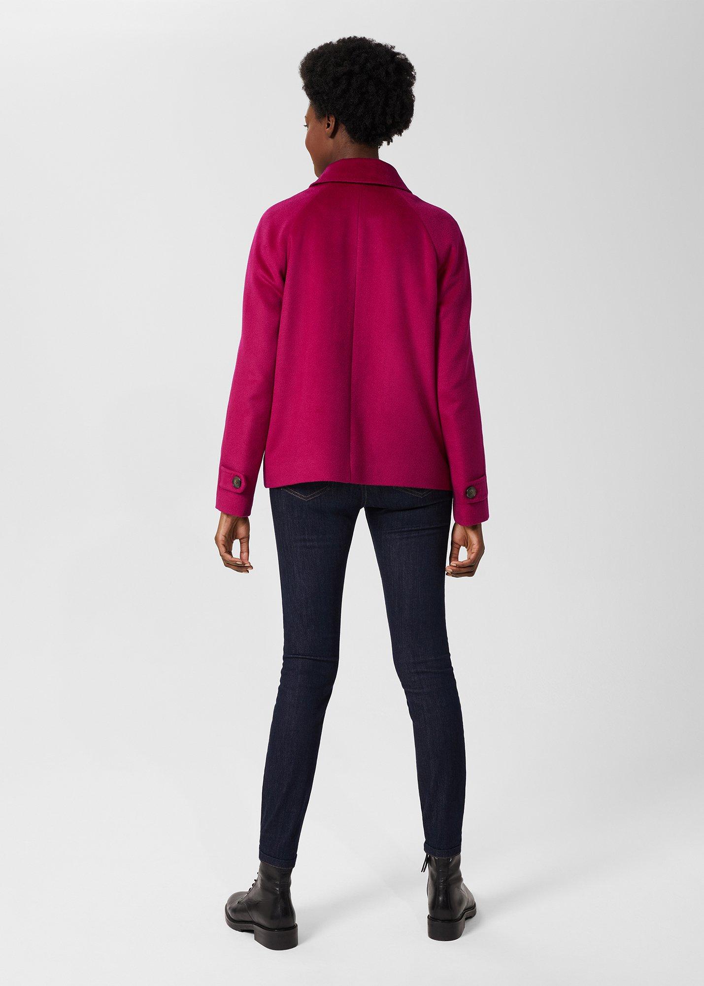 Sairey Short Wool Coat, Fuchsia Pink, hi-res