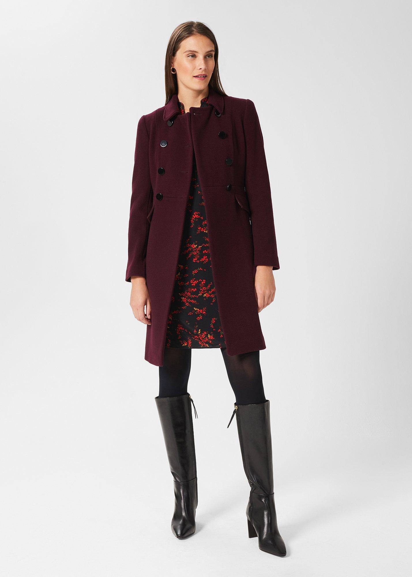 Janaya Wool Blend Coat, Mullberry Red, hi-res