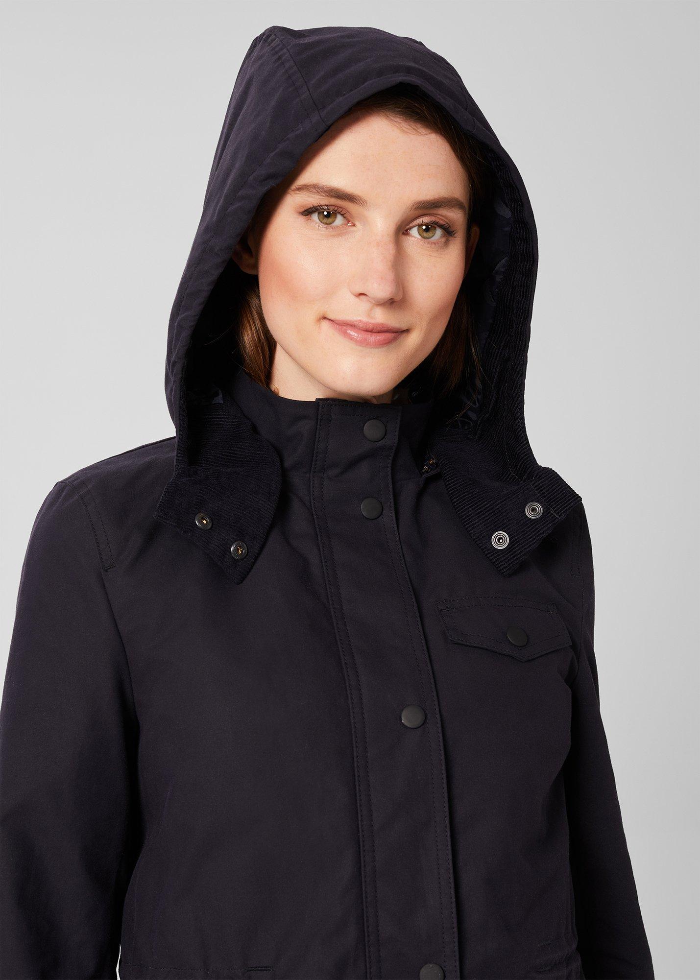 Dannie Waxed Cotton Coat, Navy, hi-res