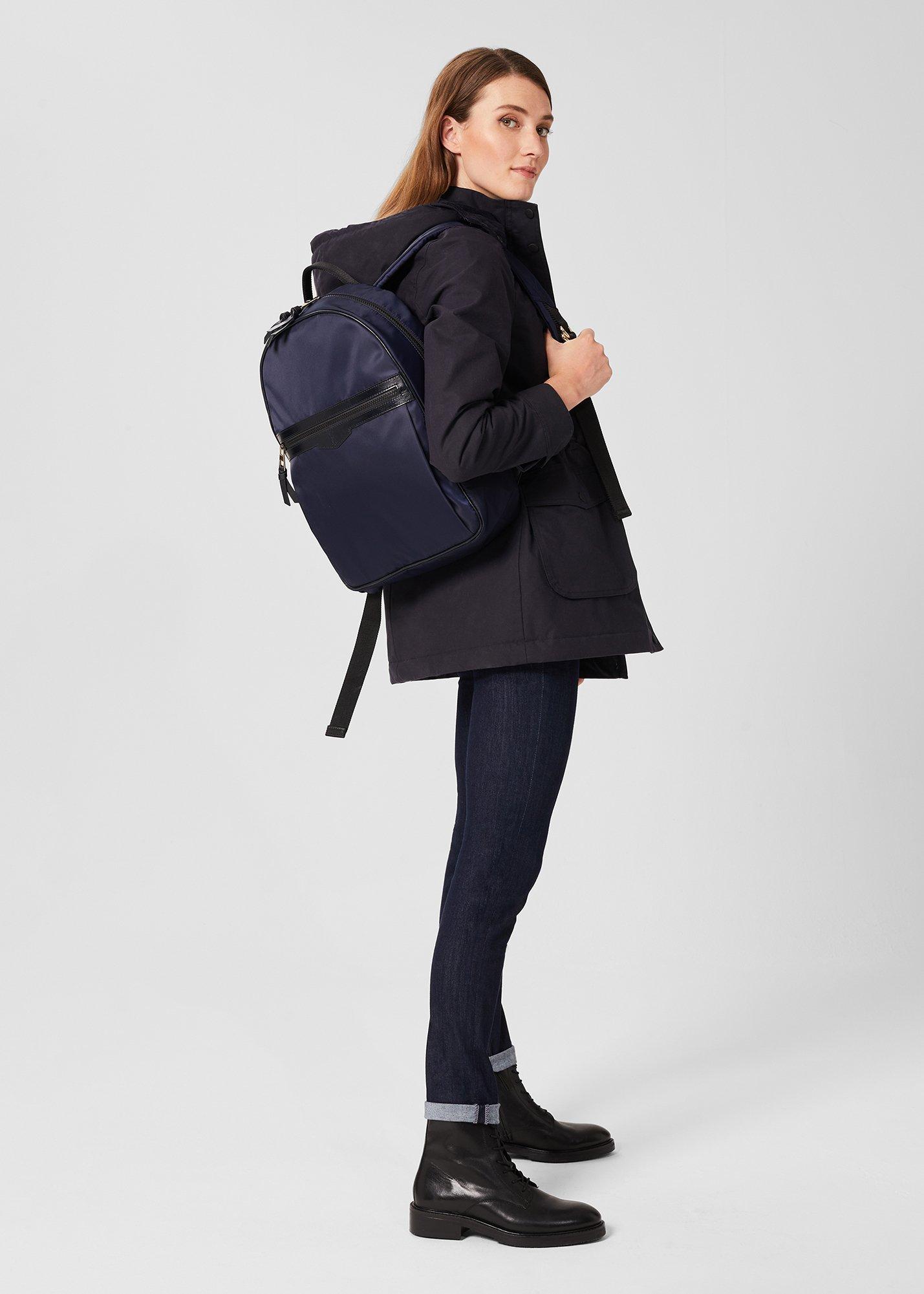 Dannie Waxed Cotton Coat, Navy, hi-res