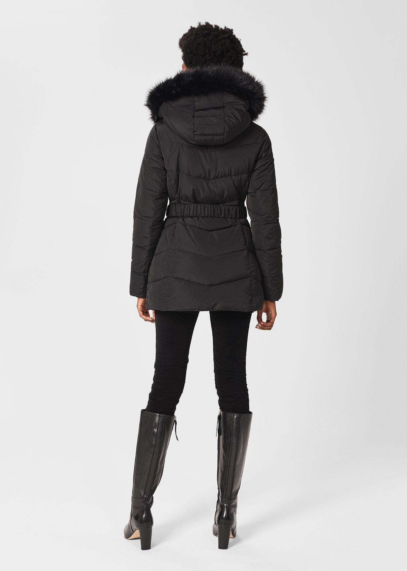 Allie Belted Puffer Jacket, Black, hi-res