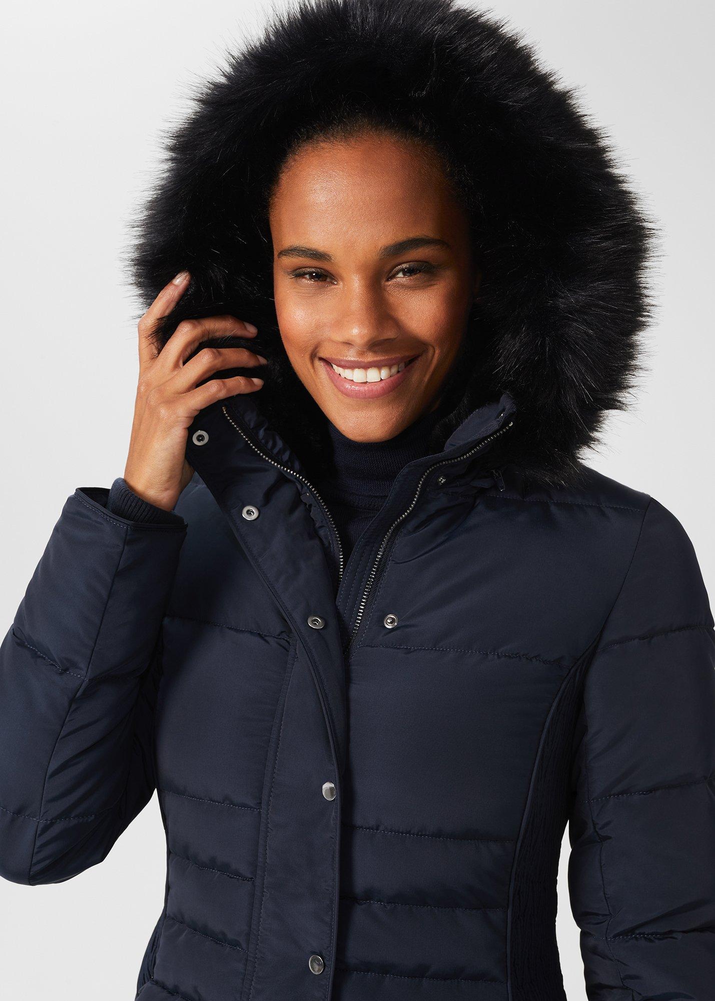 Dita Puffer Jacket With Hood, Navy, hi-res