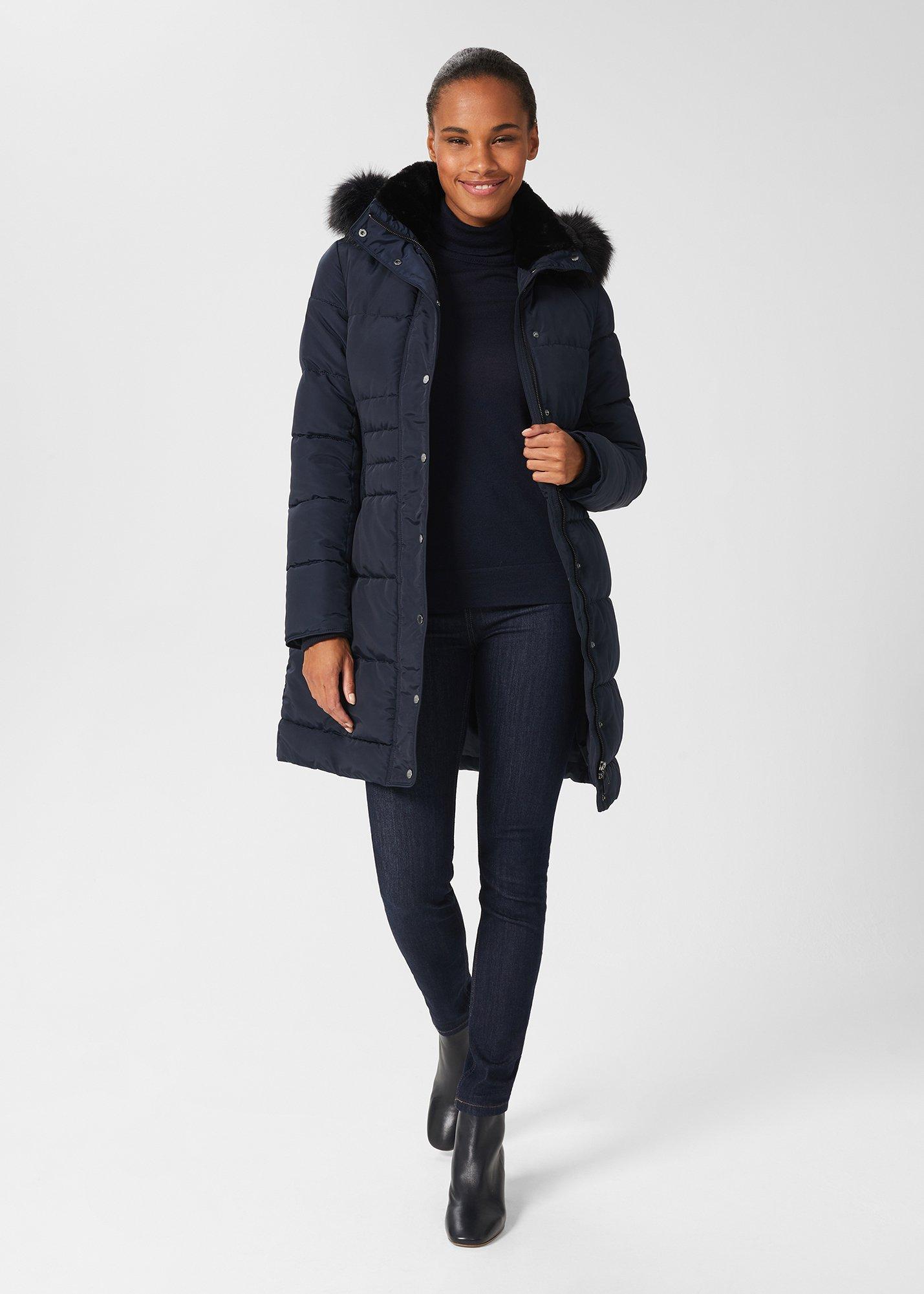 Dita Puffer Jacket With Hood, Navy, hi-res