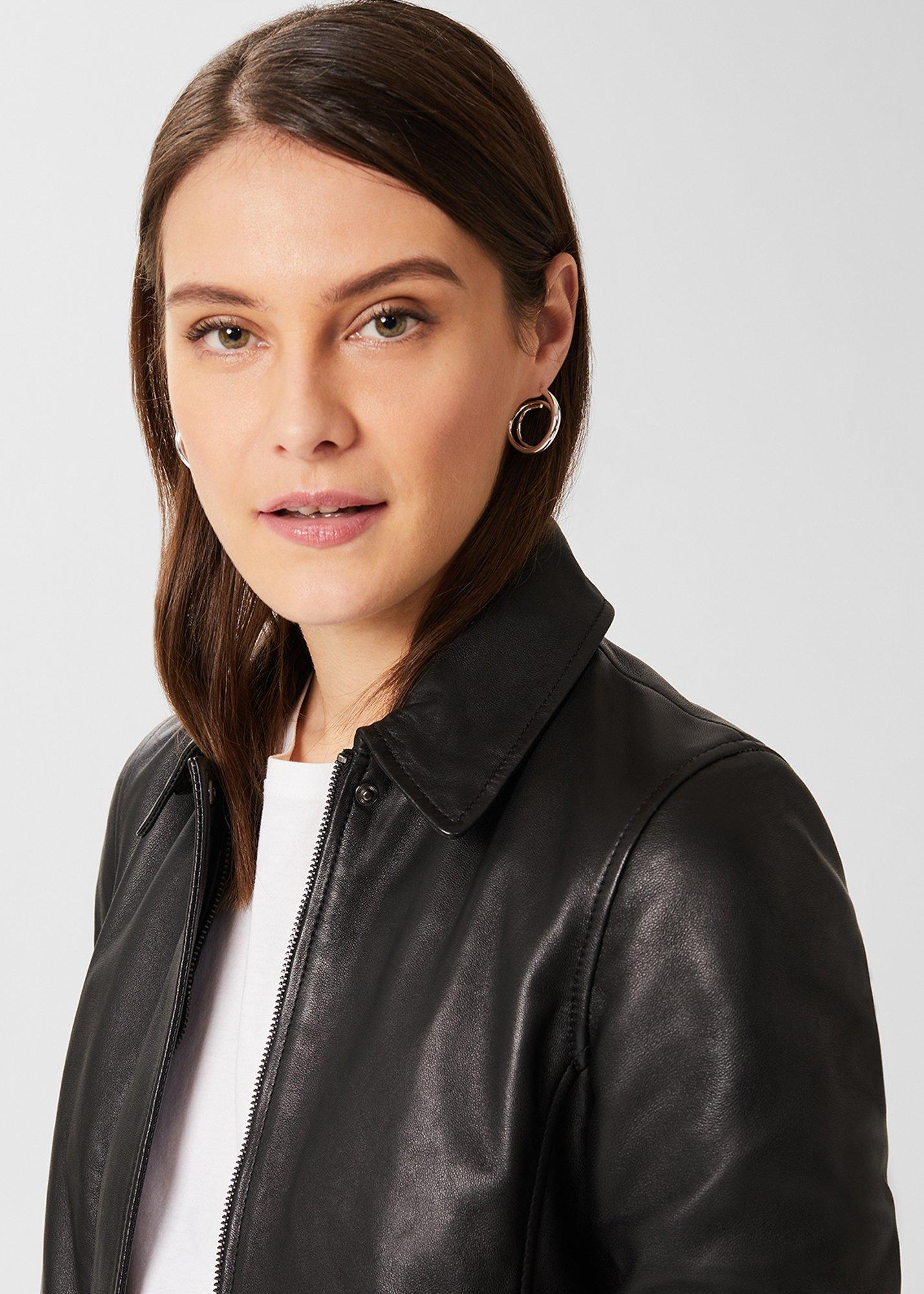 Sera Leather Jacket, Black, hi-res