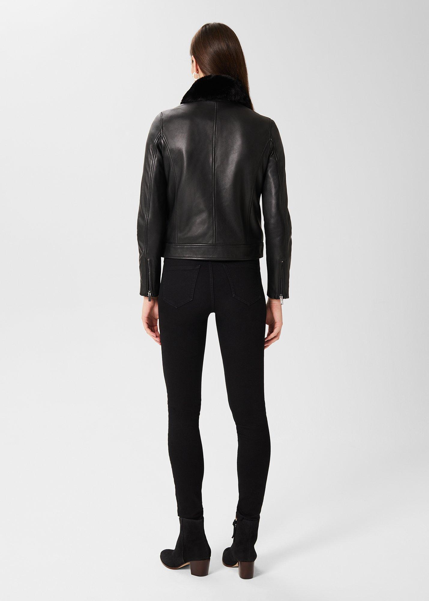Sera Leather Jacket, Black, hi-res