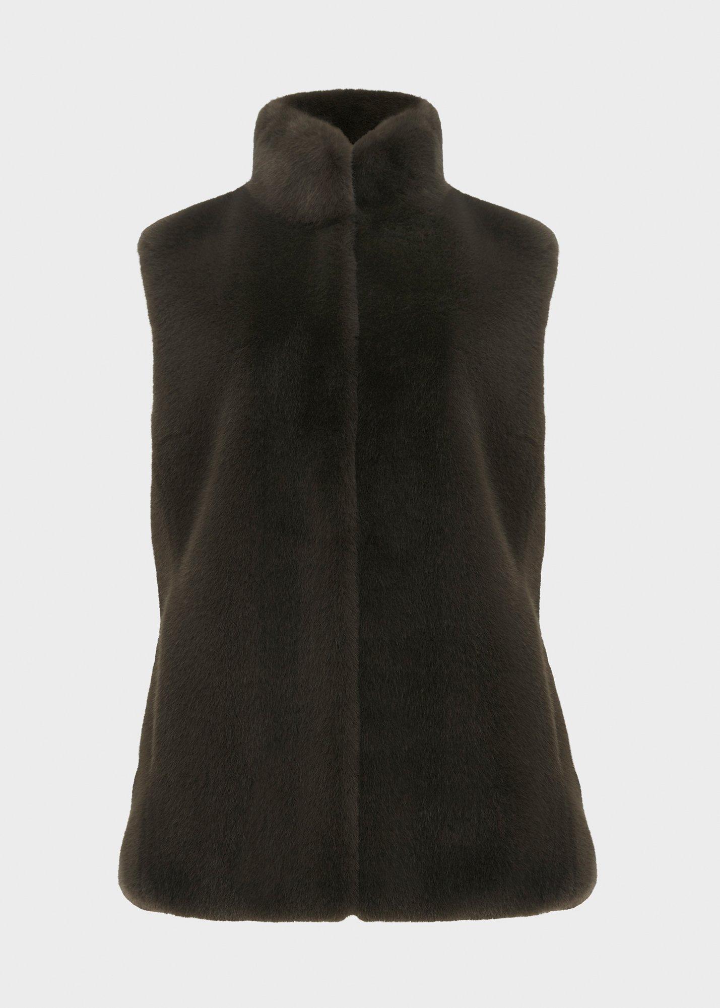 Verena Faux Fur Gilet, Charcoal Grey, hi-res