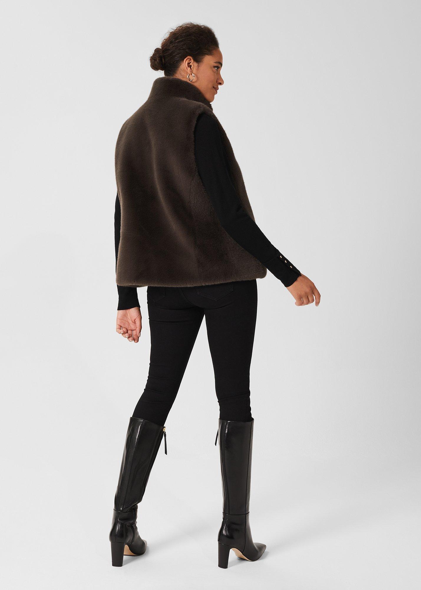 Verena Faux Fur Gilet, Charcoal Grey, hi-res