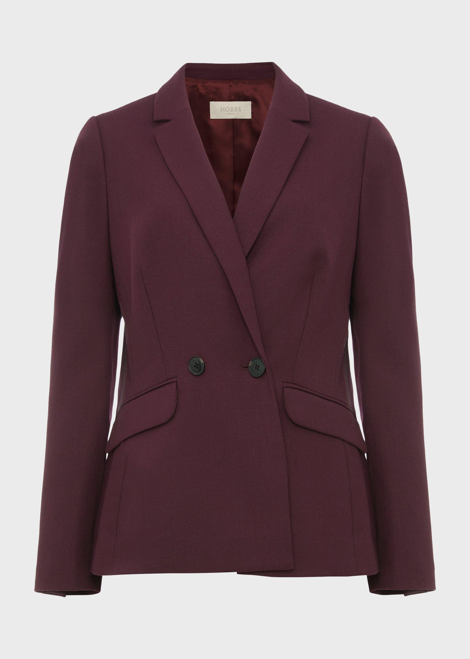 Hetty Wool Blend Blazer, Burgundy, hi-res