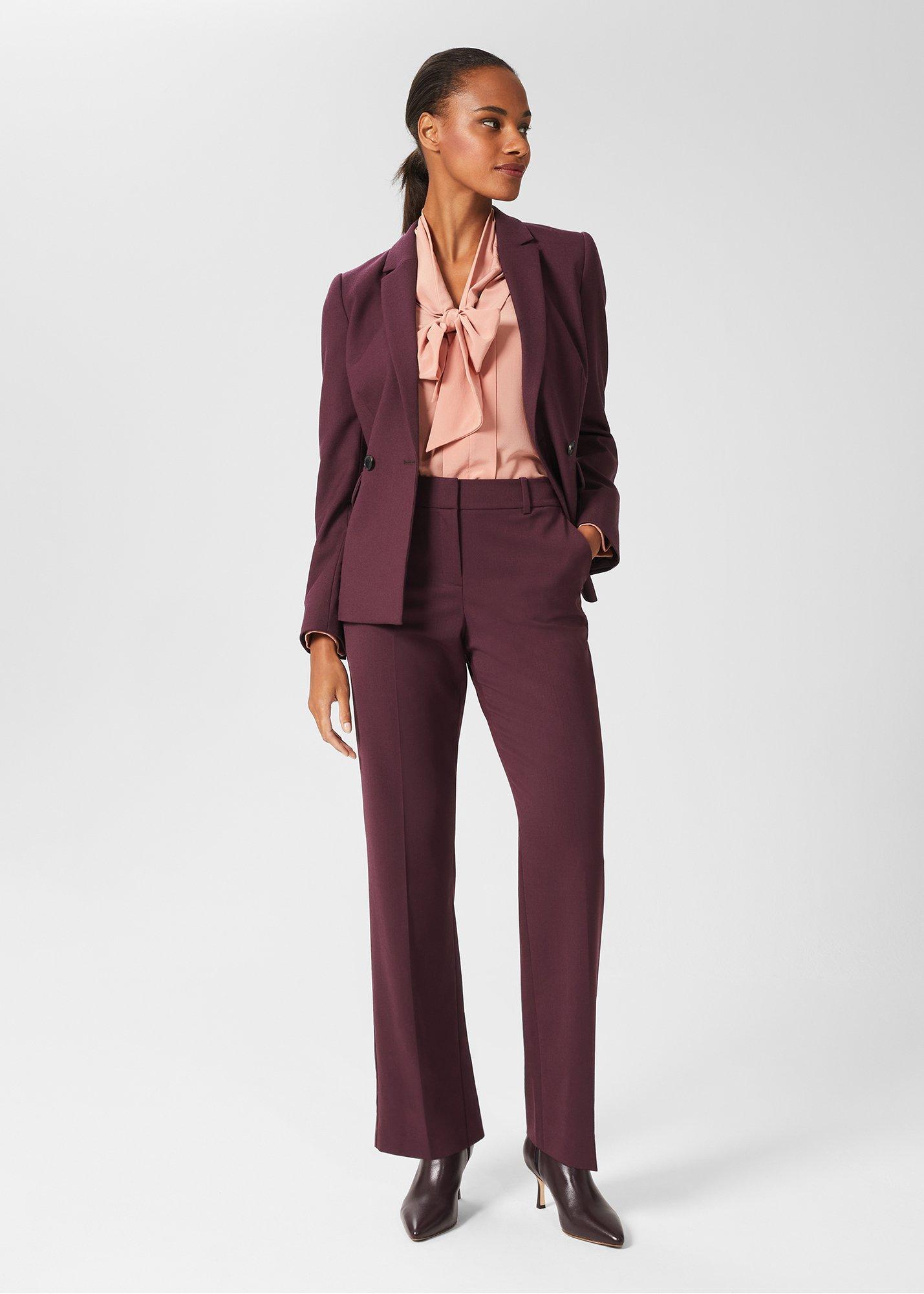 Hetty Wool Blend Blazer, Burgundy, hi-res