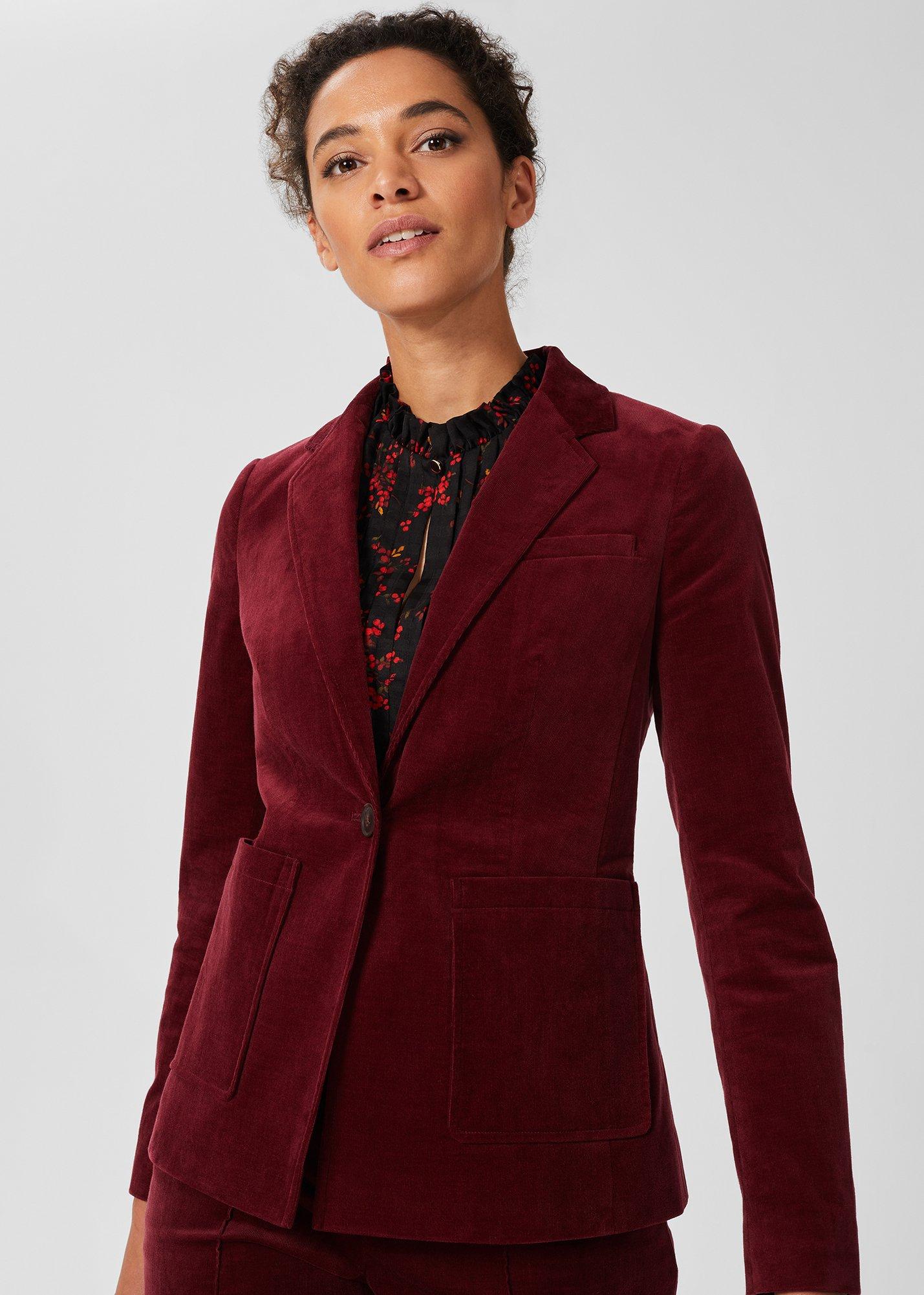 Blake Cord Blazer, Dark Red, hi-res