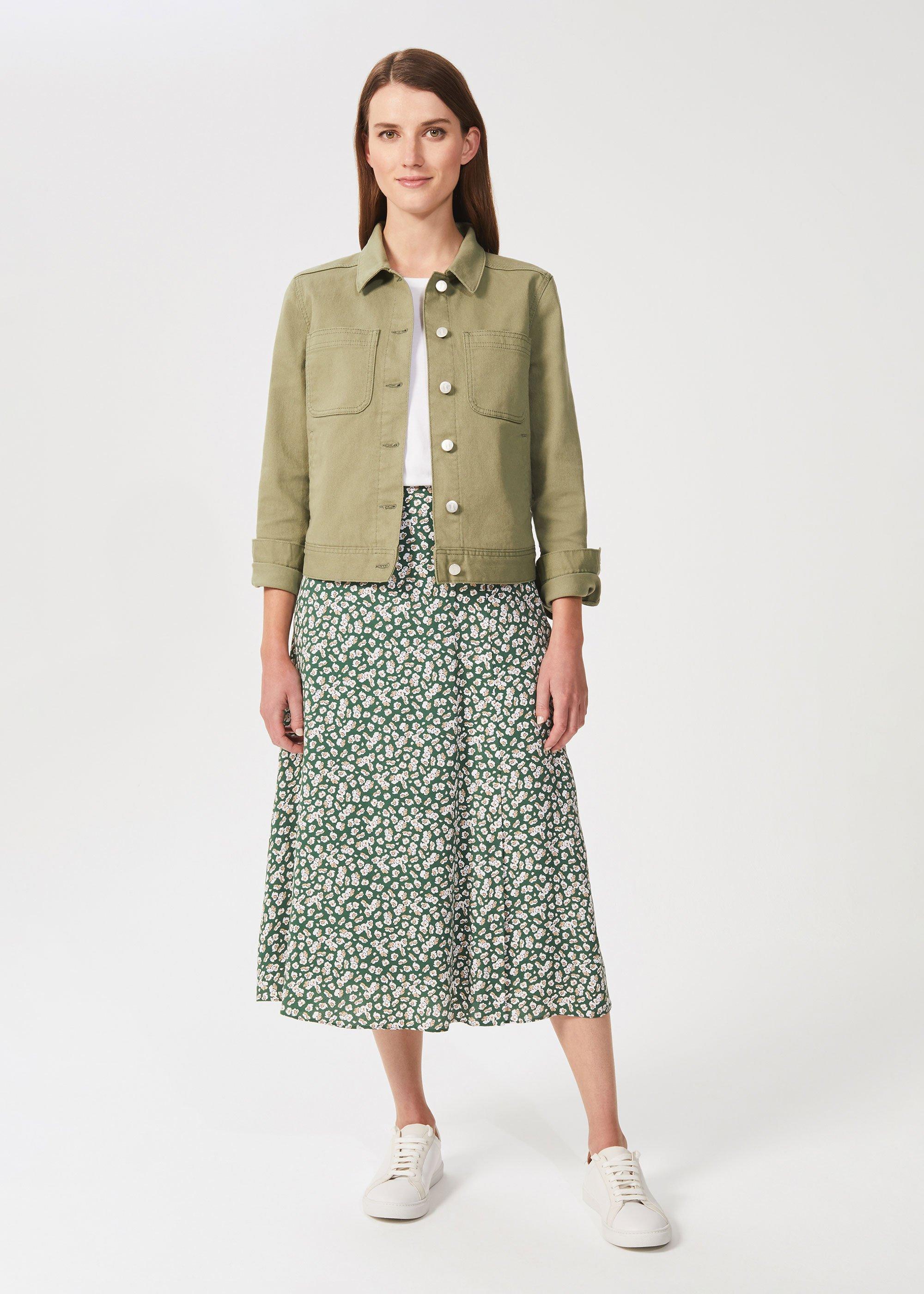 Martie Boxy Denim Jacket, Light Green, hi-res