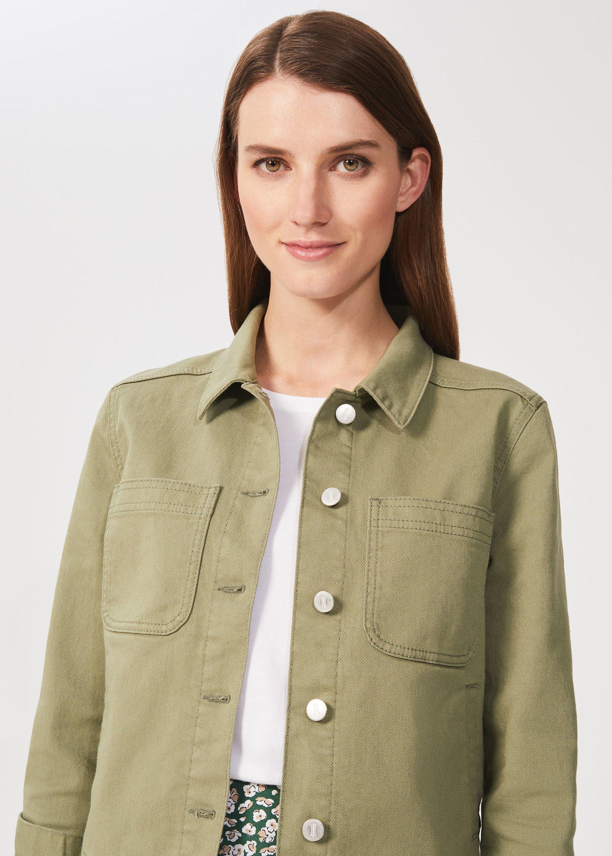 Martie Boxy Denim Jacket, Light Green, hi-res