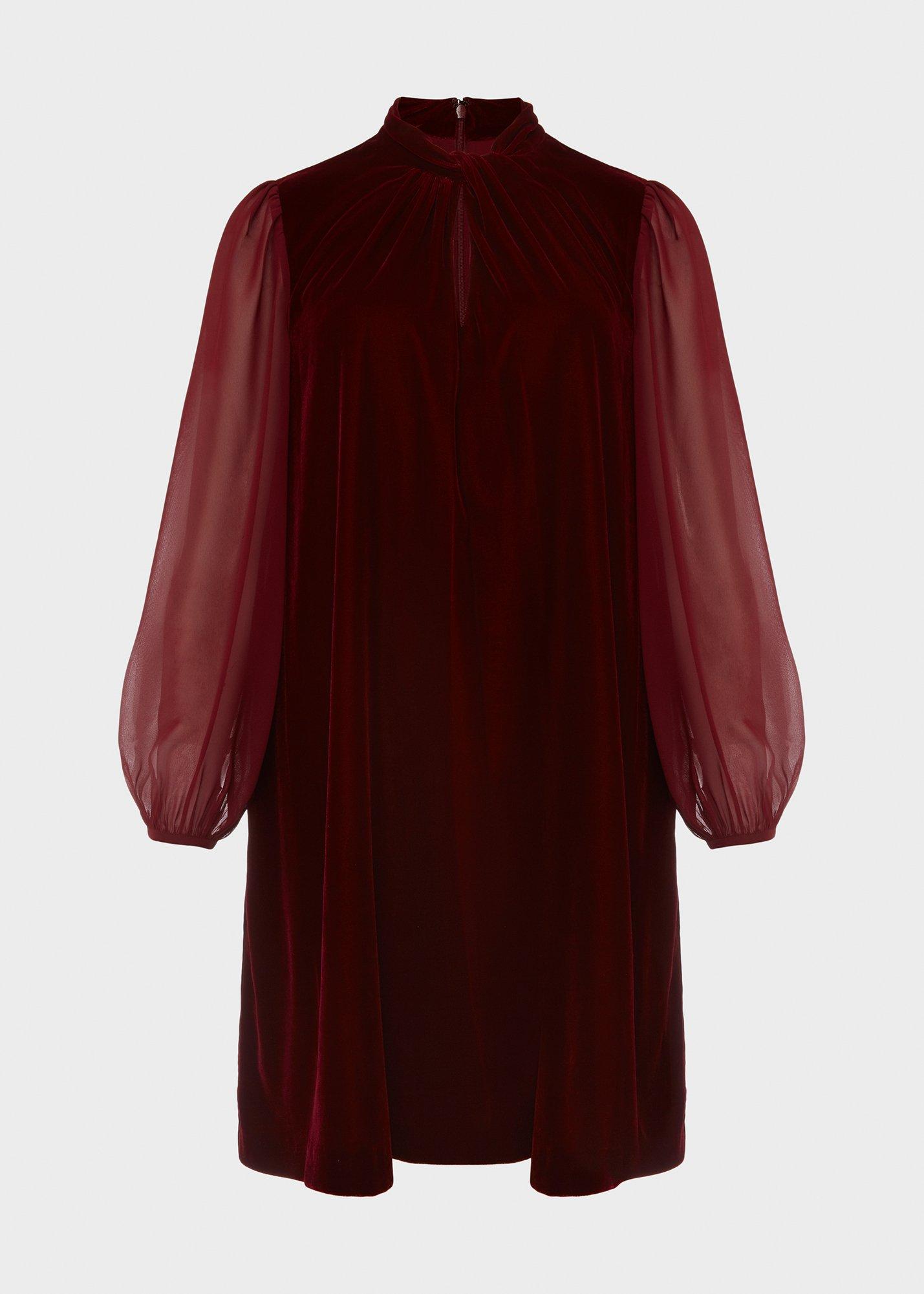 Faye Velvet A Line Dress, Deep Red, hi-res