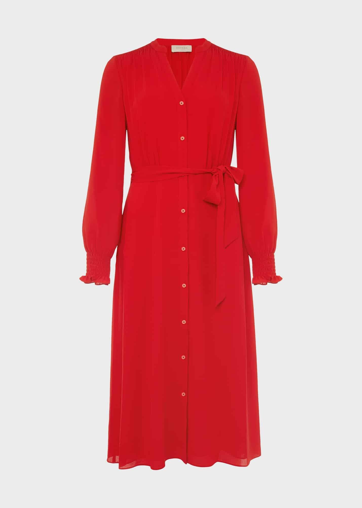 Violet V Neck Dress, Crimson Red, hi-res