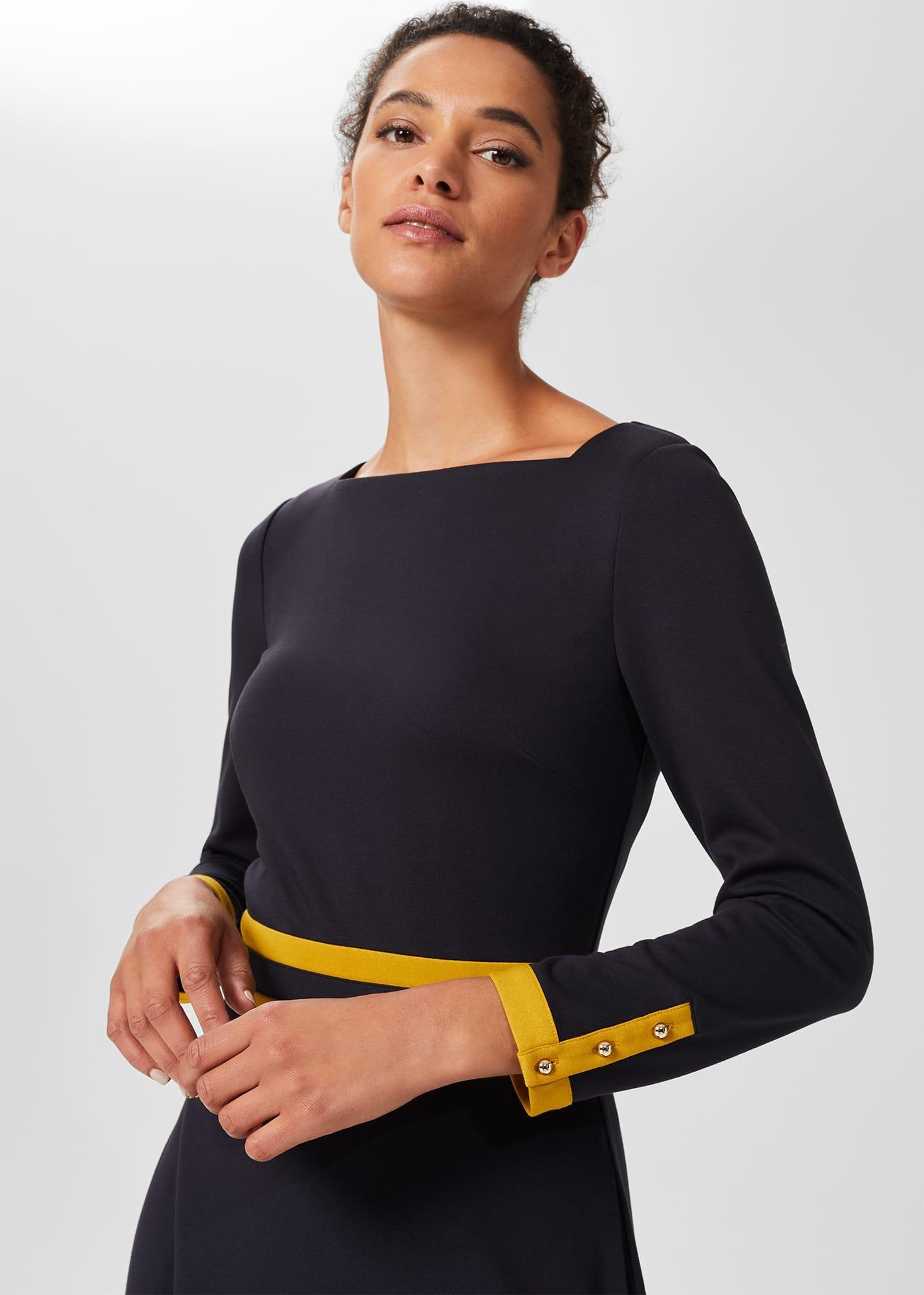 Petite Vivian Dress, Navy Chartreuse, hi-res