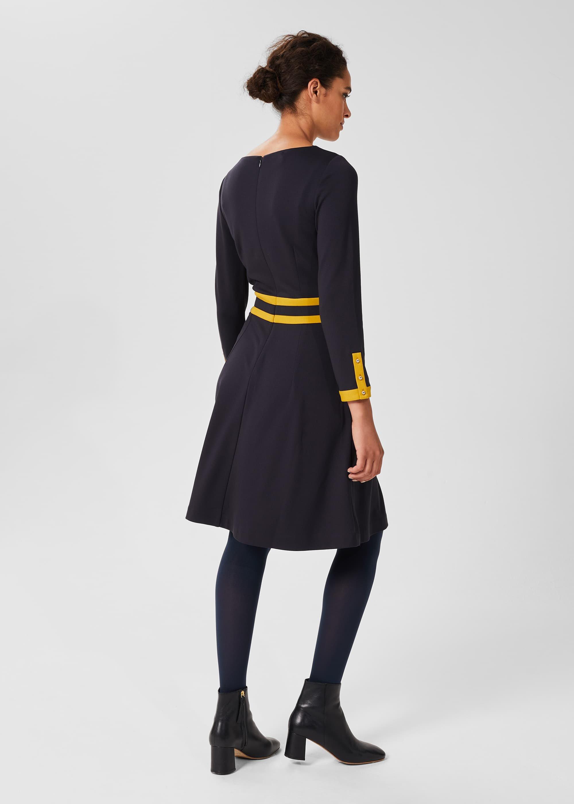 Petite Vivian Dress, Navy Chartreuse, hi-res