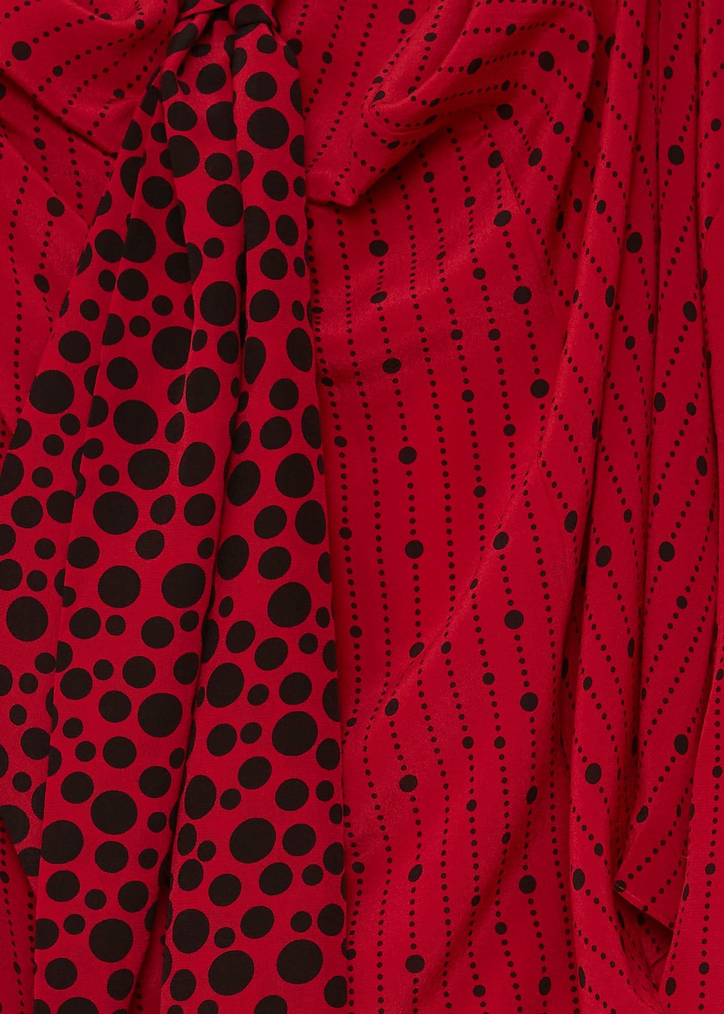 Maribella Silk Dress, Red Black, hi-res