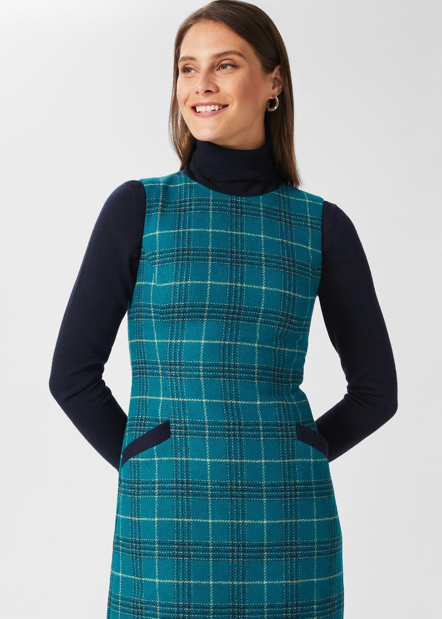 Amaris Aline Wool Dress, Green Multi, hi-res