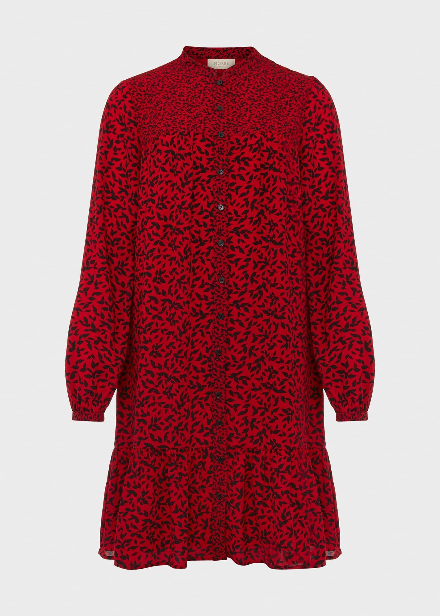 Merle Printed Dress, Red Black, hi-res