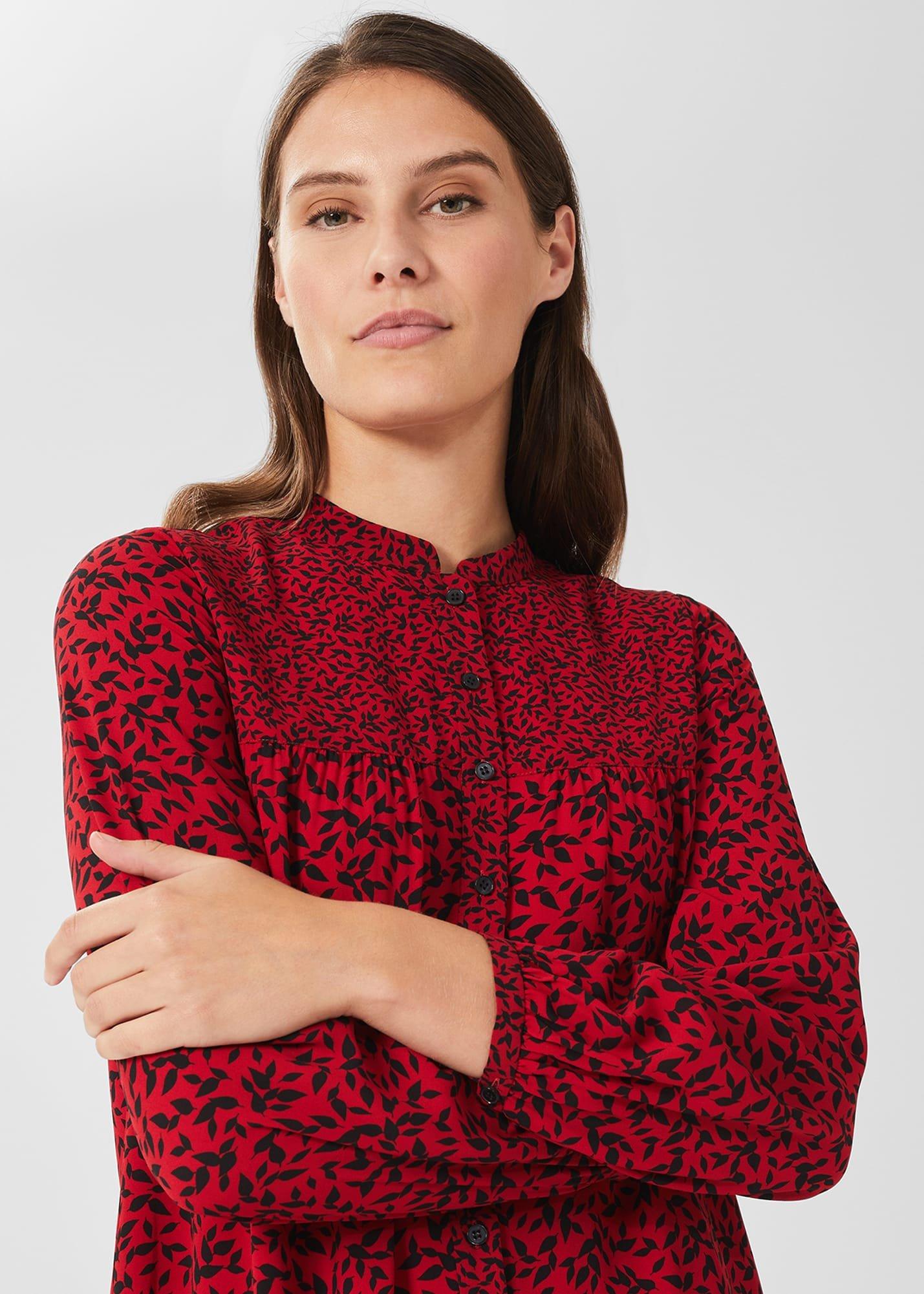 Merle Printed Dress, Red Black, hi-res