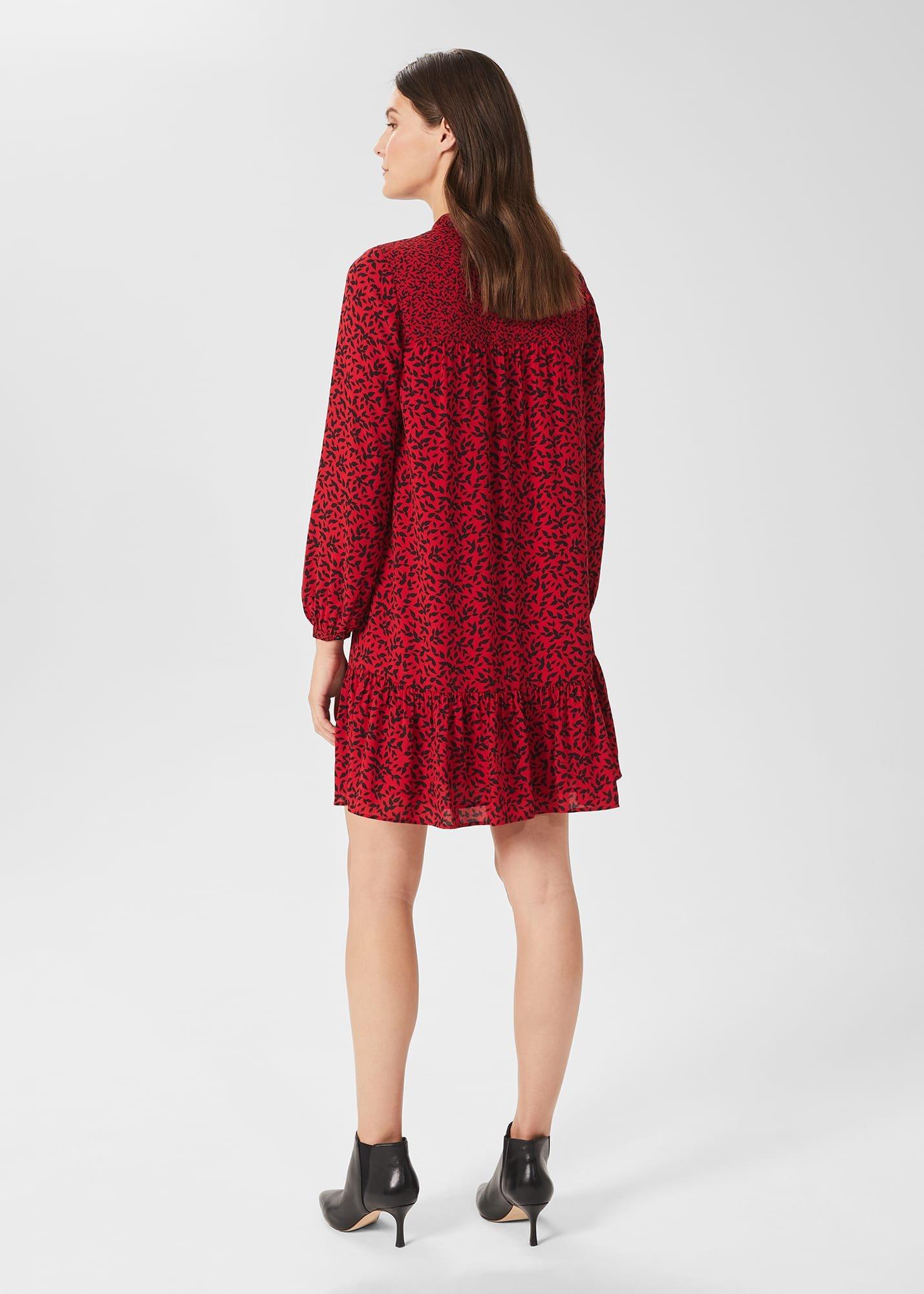 Merle Printed Dress, Red Black, hi-res
