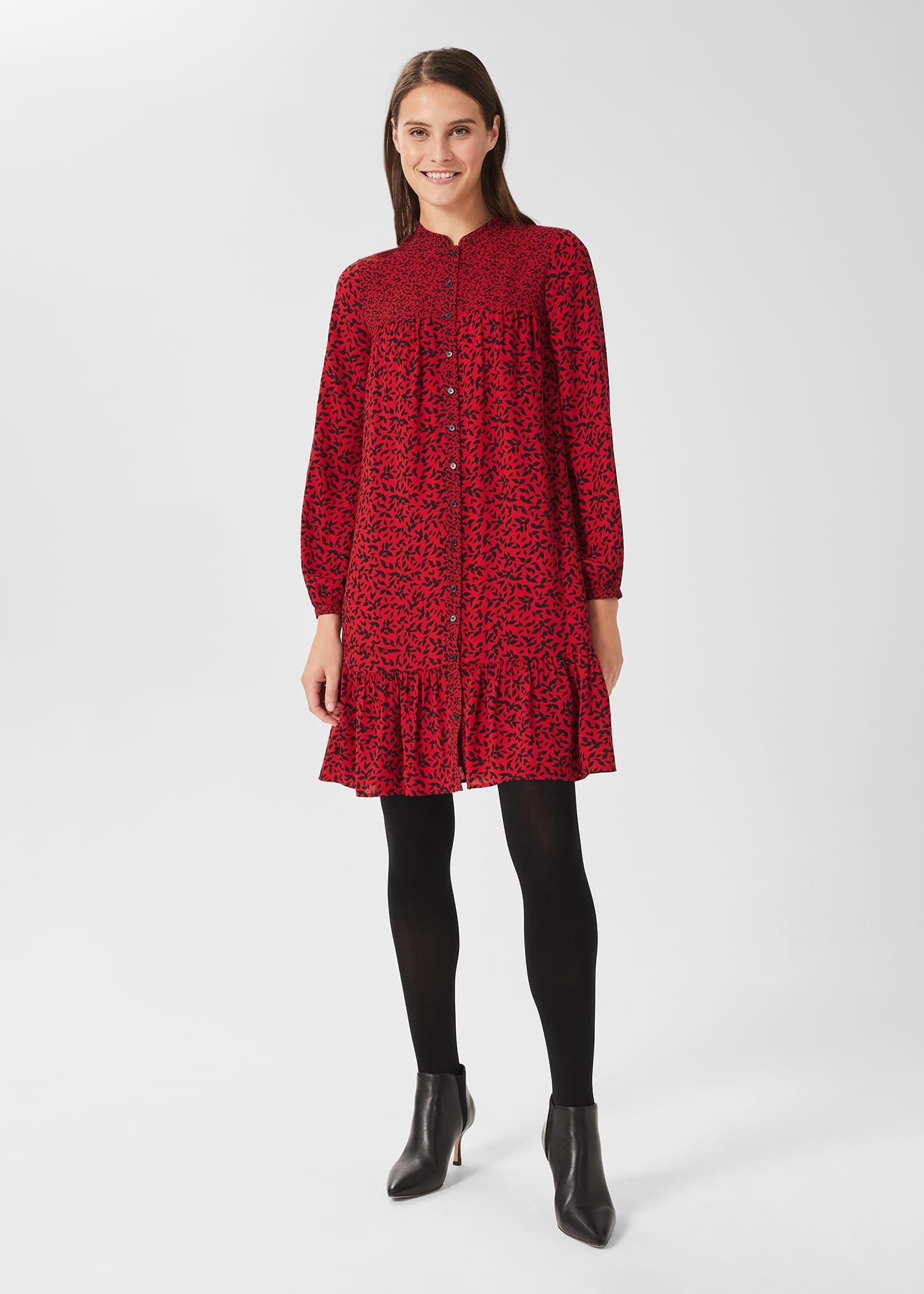 Merle Printed Dress, Red Black, hi-res