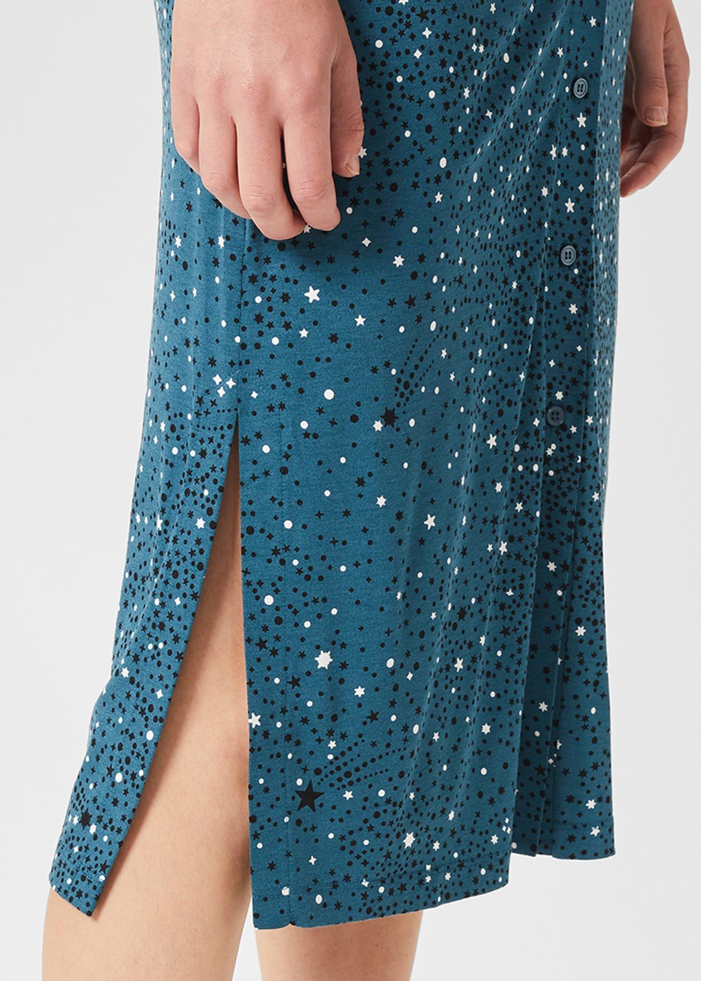 Hatty Jersey Dress, Dark Blue Ivory, hi-res