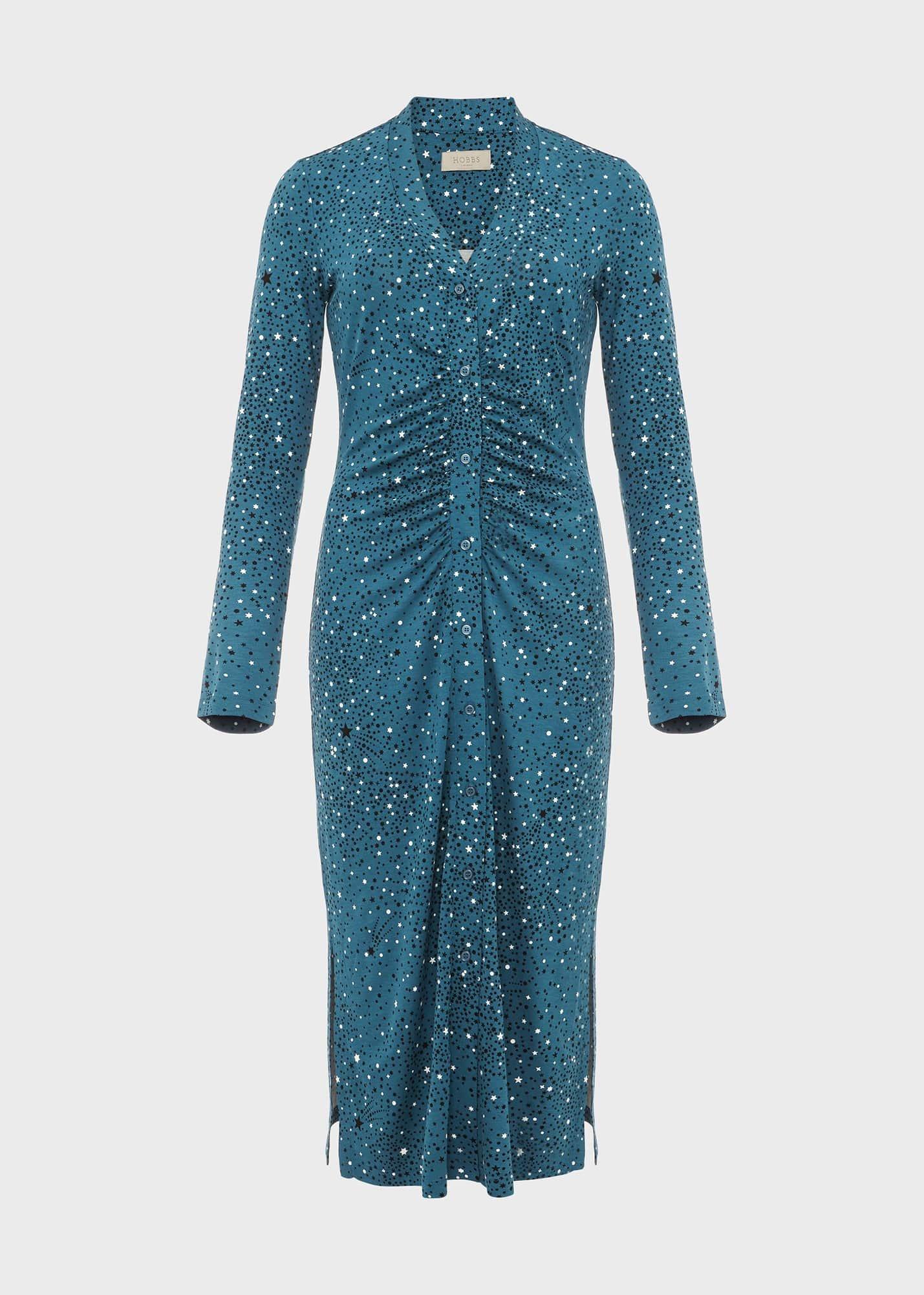 Hatty Jersey Dress, Dk Blue Ivory, hi-res