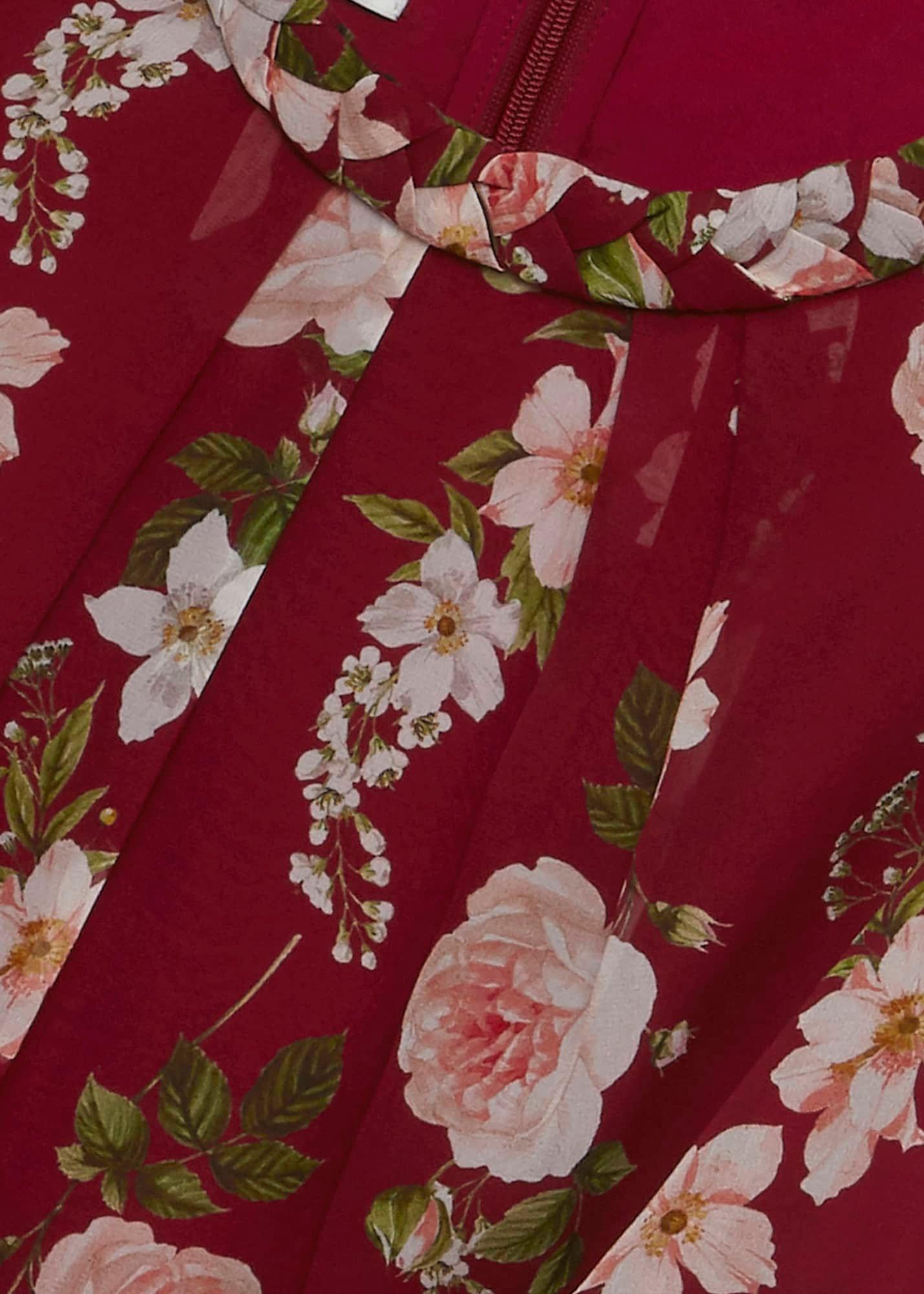 Rosabelle Silk Floral Dress, Burgundy Multi, hi-res