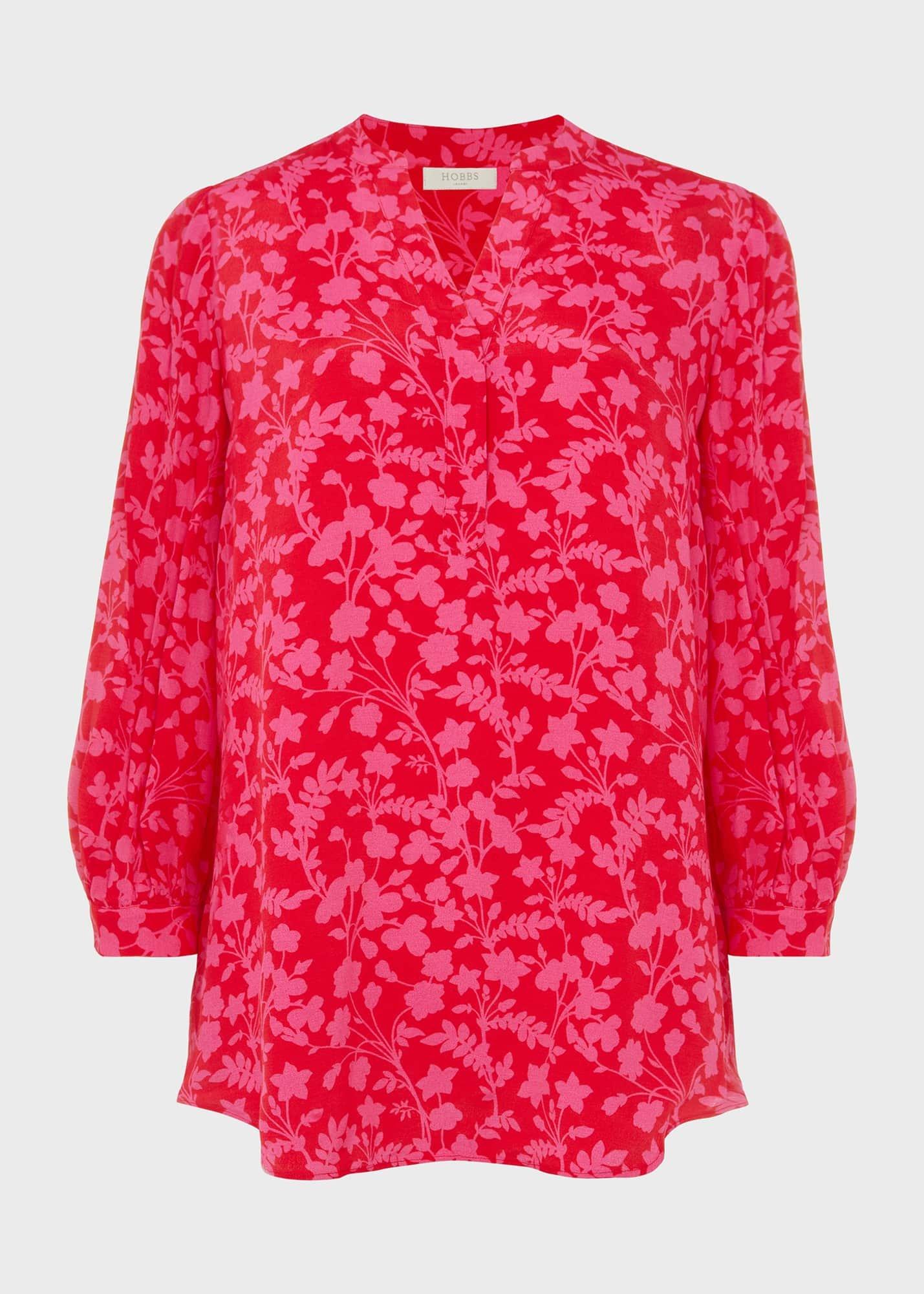 Essie Floral Blouse, Red Pink, hi-res
