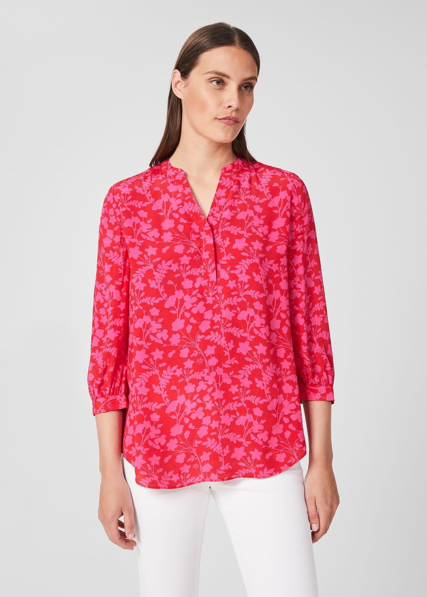 Essie Floral Blouse, Red Pink, hi-res