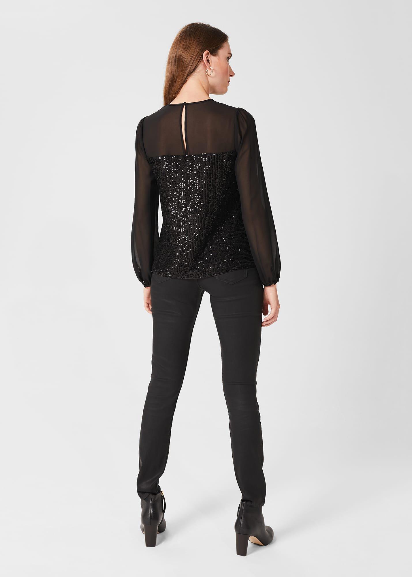 Zariah Sequin Top, Black, hi-res