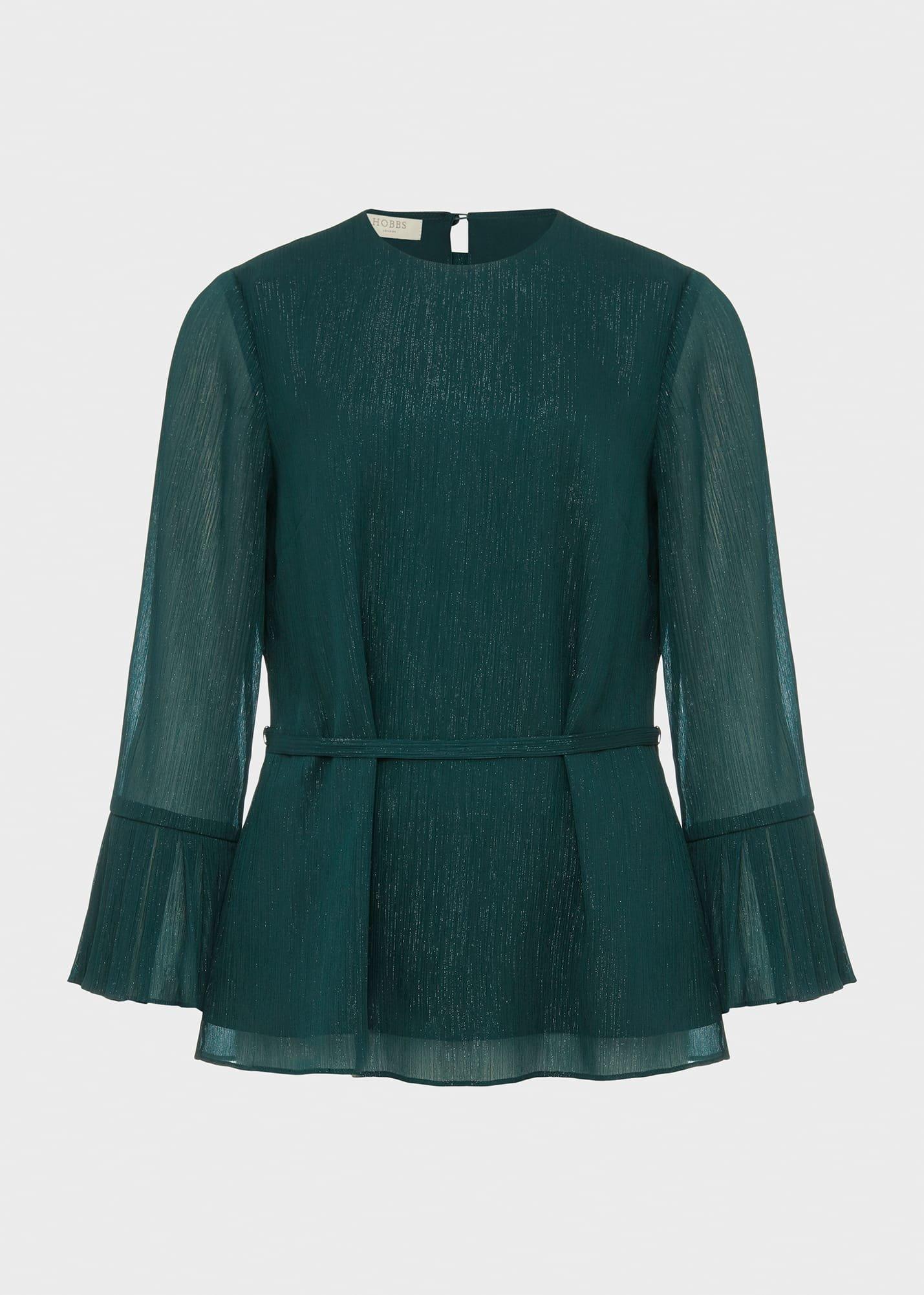 Melodie Pleat Detail Top, Pine Green, hi-res