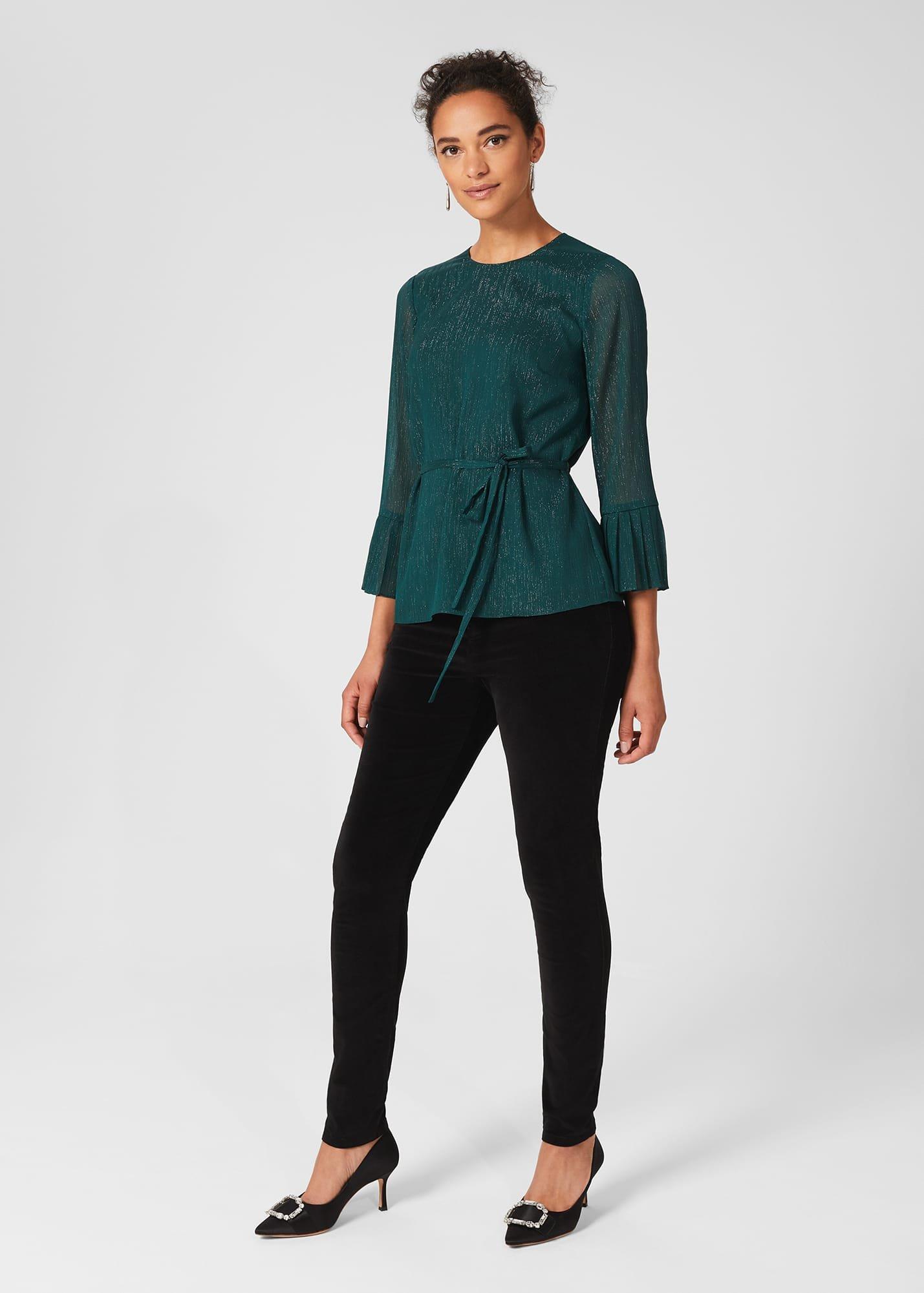 Melodie Pleat Detail Top, Pine Green, hi-res