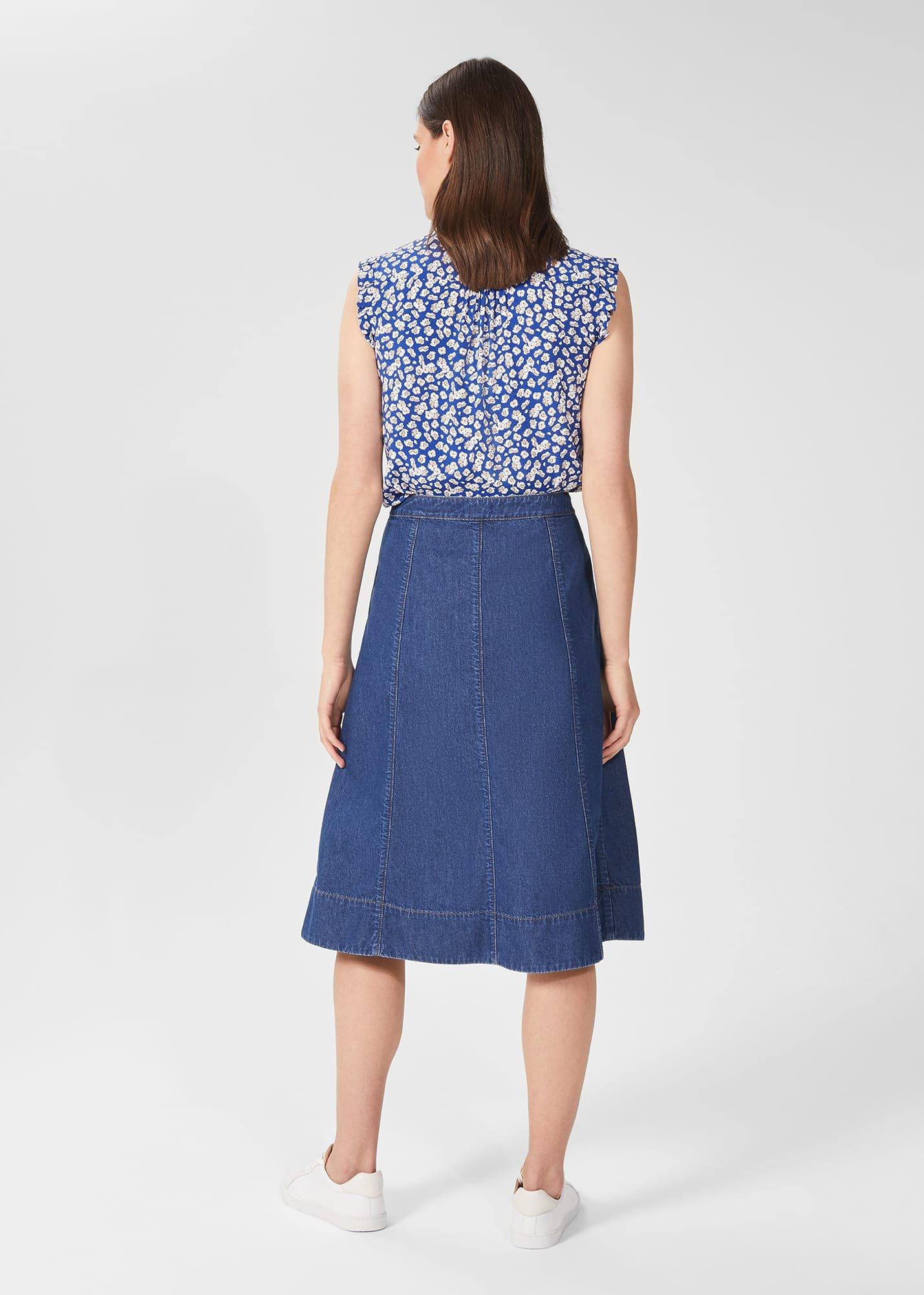 Freida Denim Midi Skirt, Blue, hi-res
