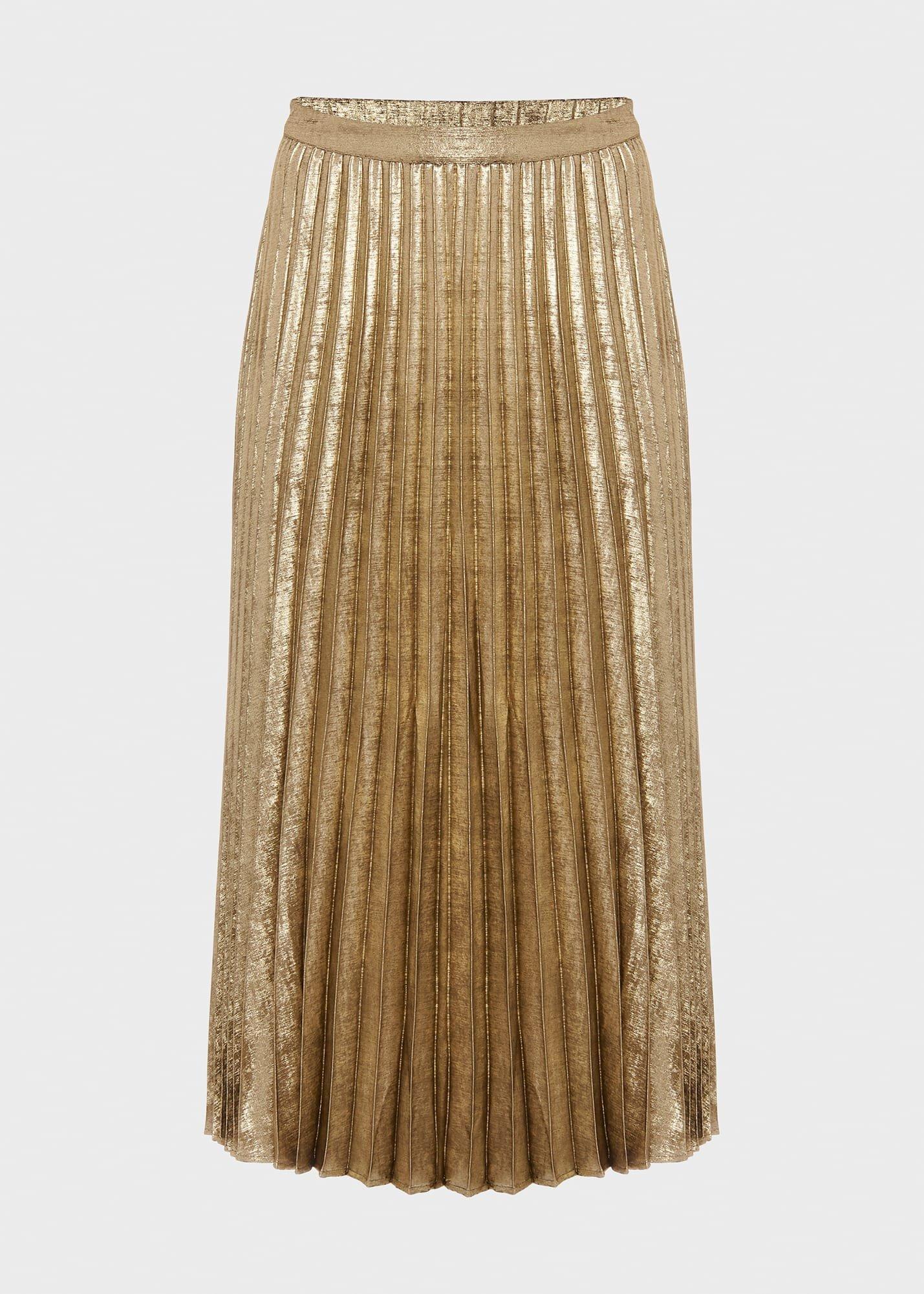 Annabella Midi Pleated Skirt, Gold, hi-res