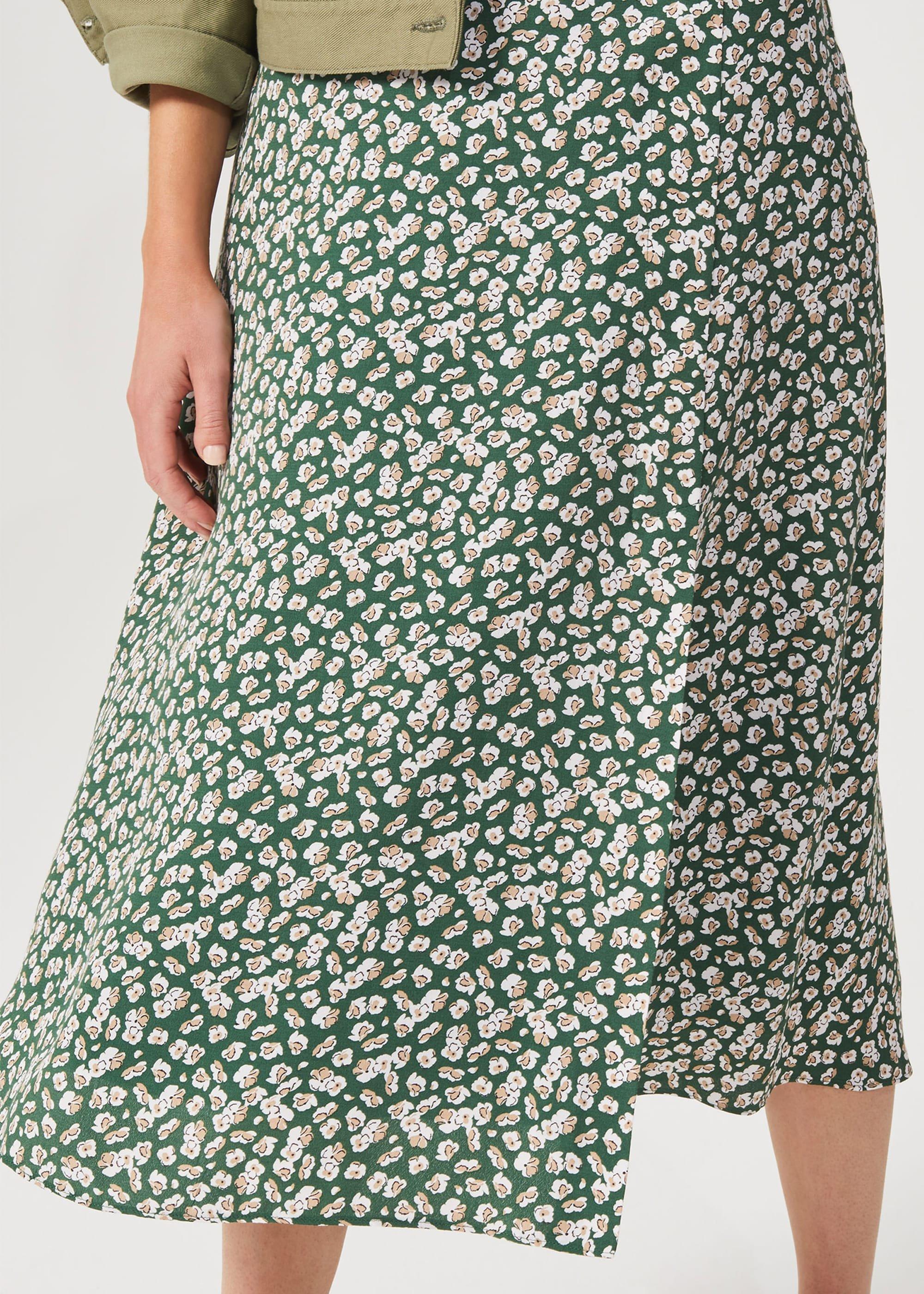 Annette Floral Midi Skirt, Green Multi, hi-res