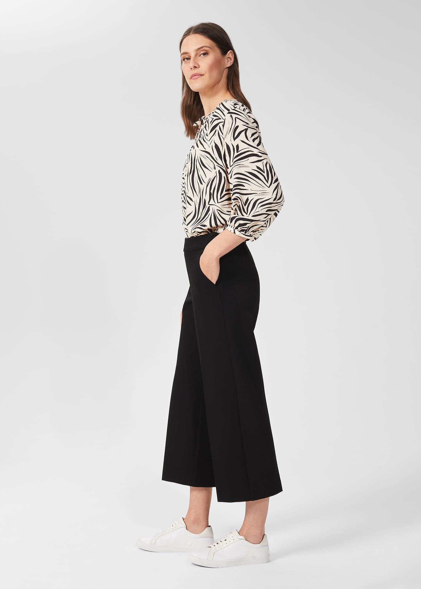 Zadie Jersey Cropped Trousers, Black, hi-res