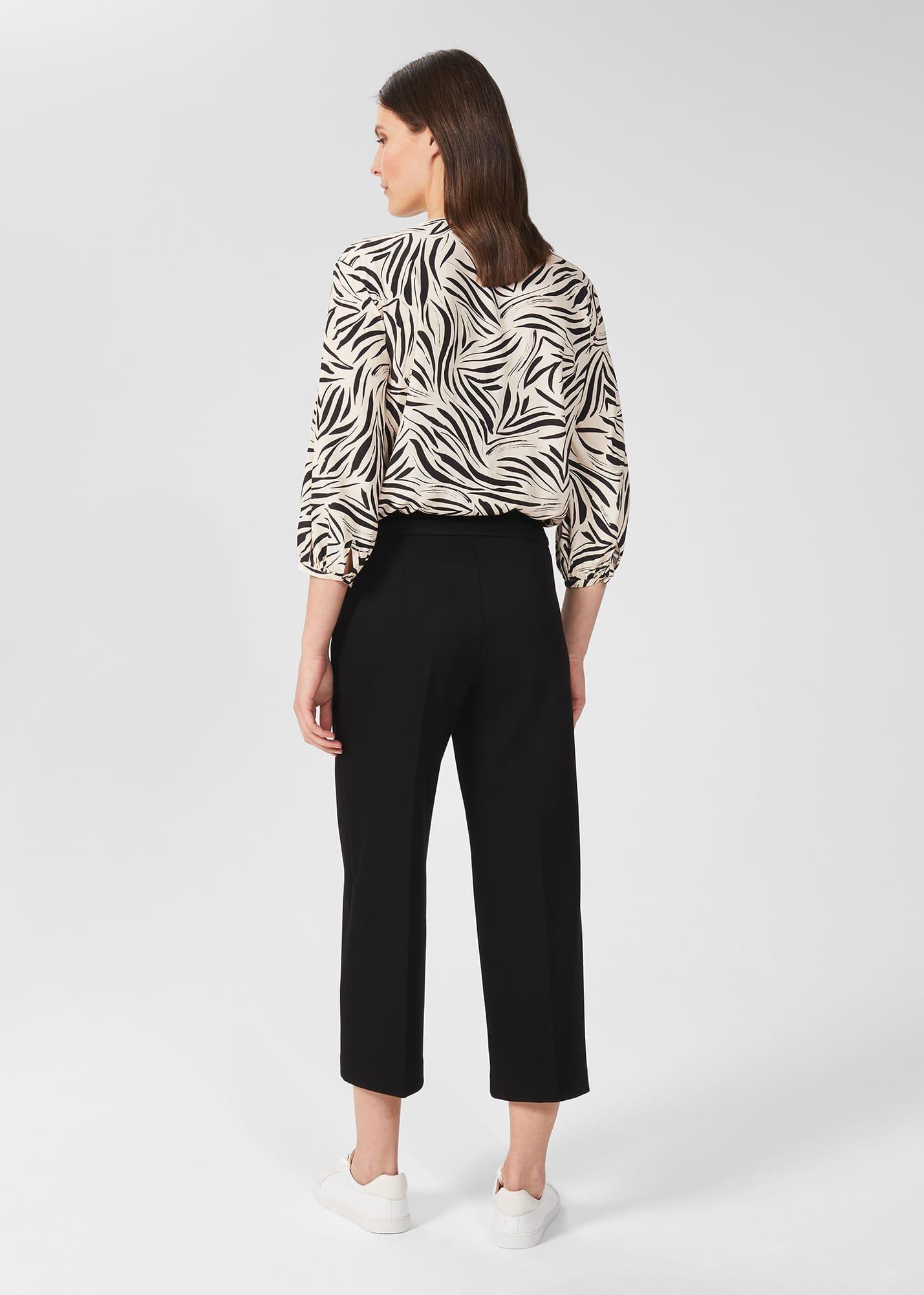Zadie Jersey Cropped Trousers, Black, hi-res