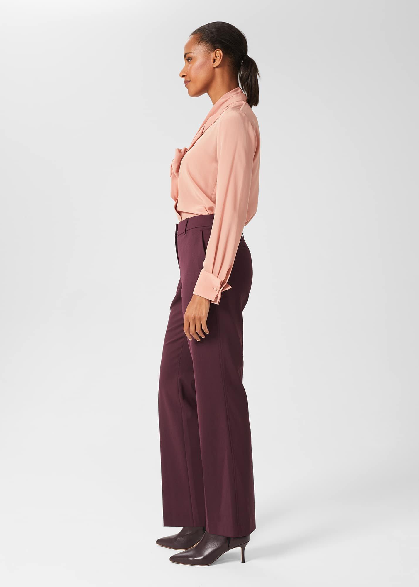 Hetty Straight Trousers, Burgundy, hi-res