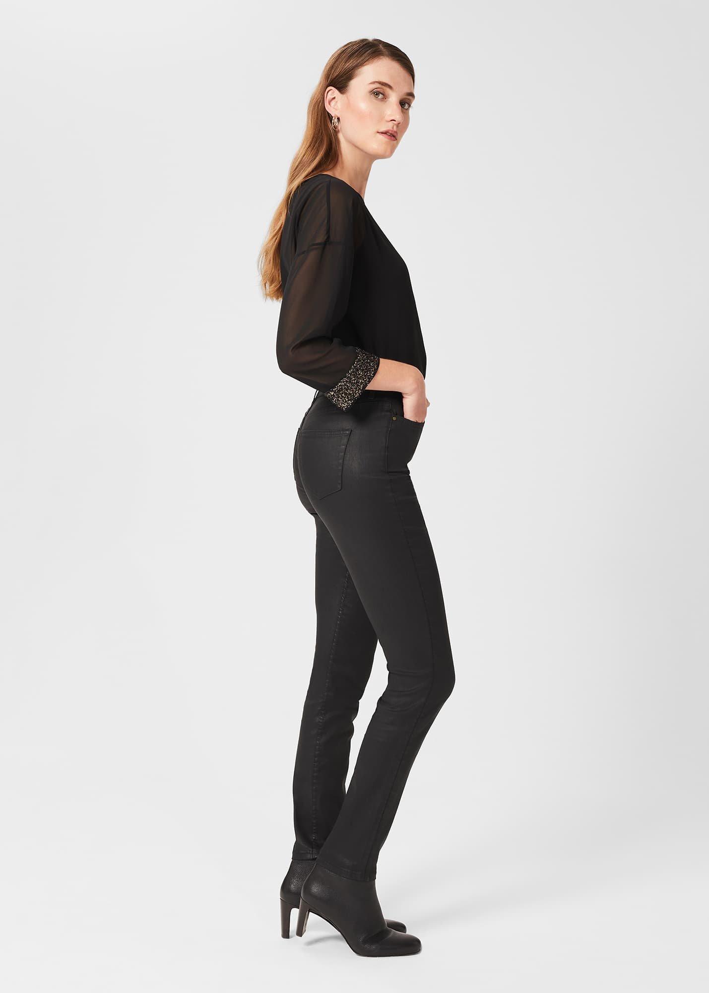 Gia Coated Skinny Jeans, Black, hi-res