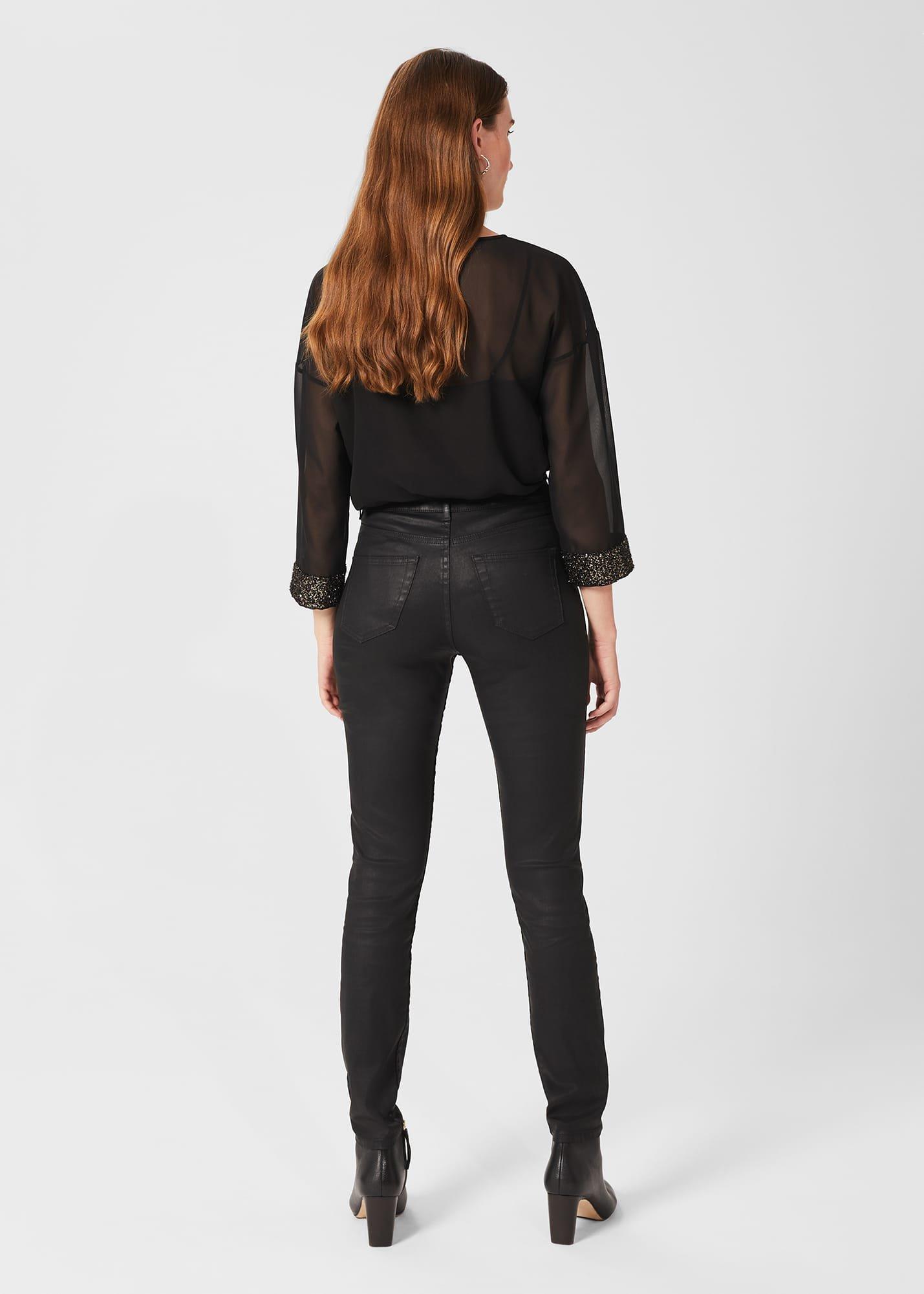 Gia Coated Skinny Jeans, Black, hi-res