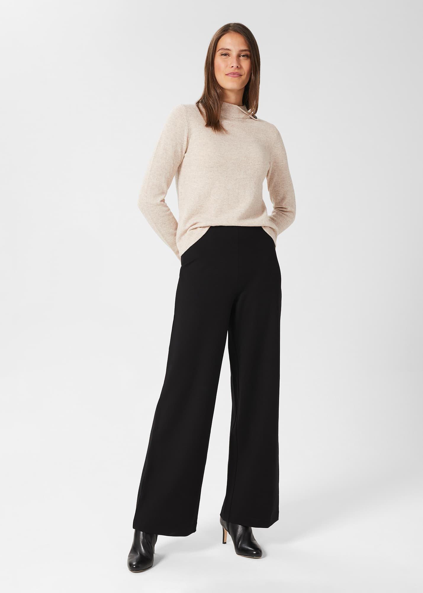 Pippa Jersey Wide Leg Pants, Black, hi-res