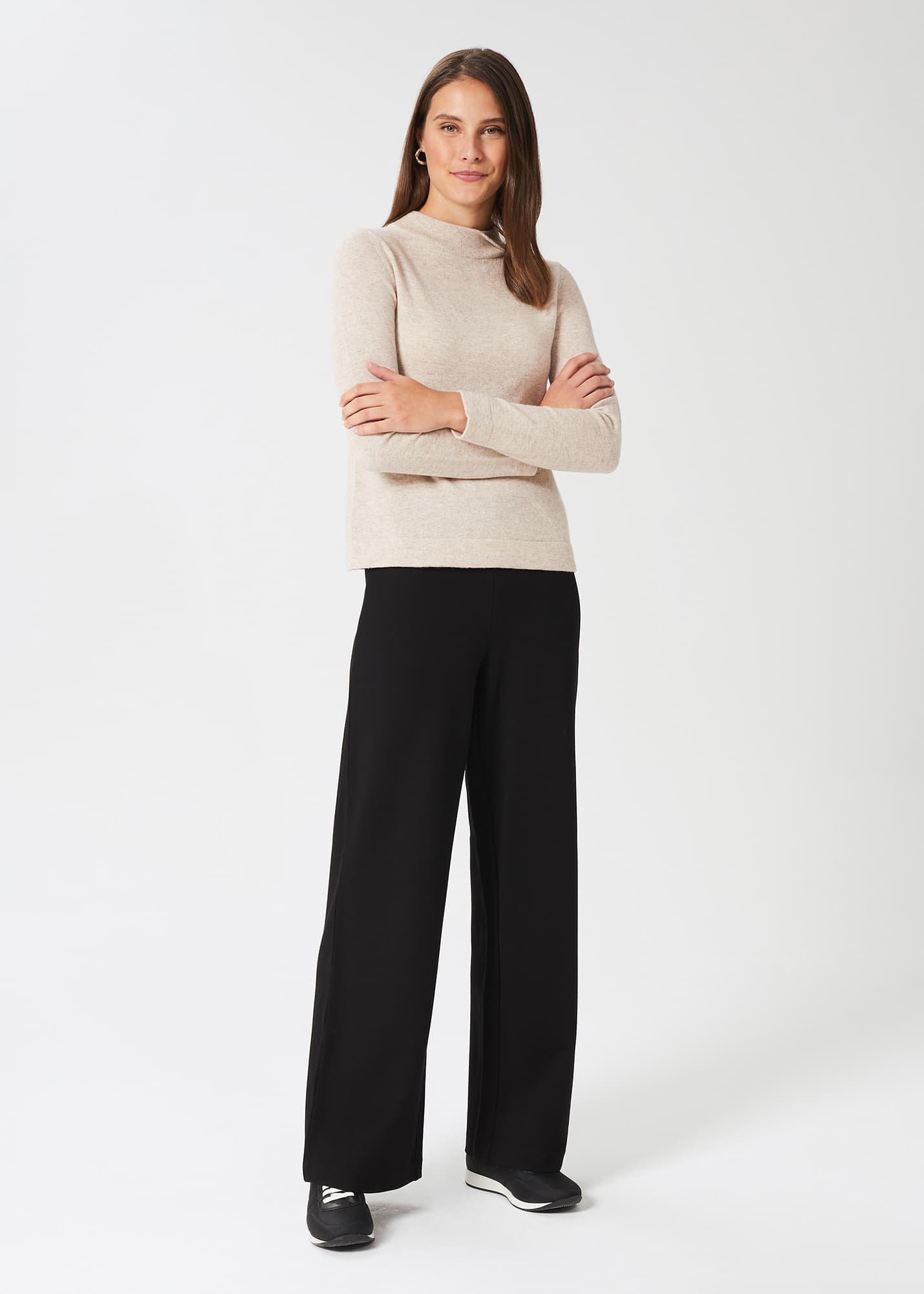 Pippa Jersey Wide Leg Pants, Black, hi-res