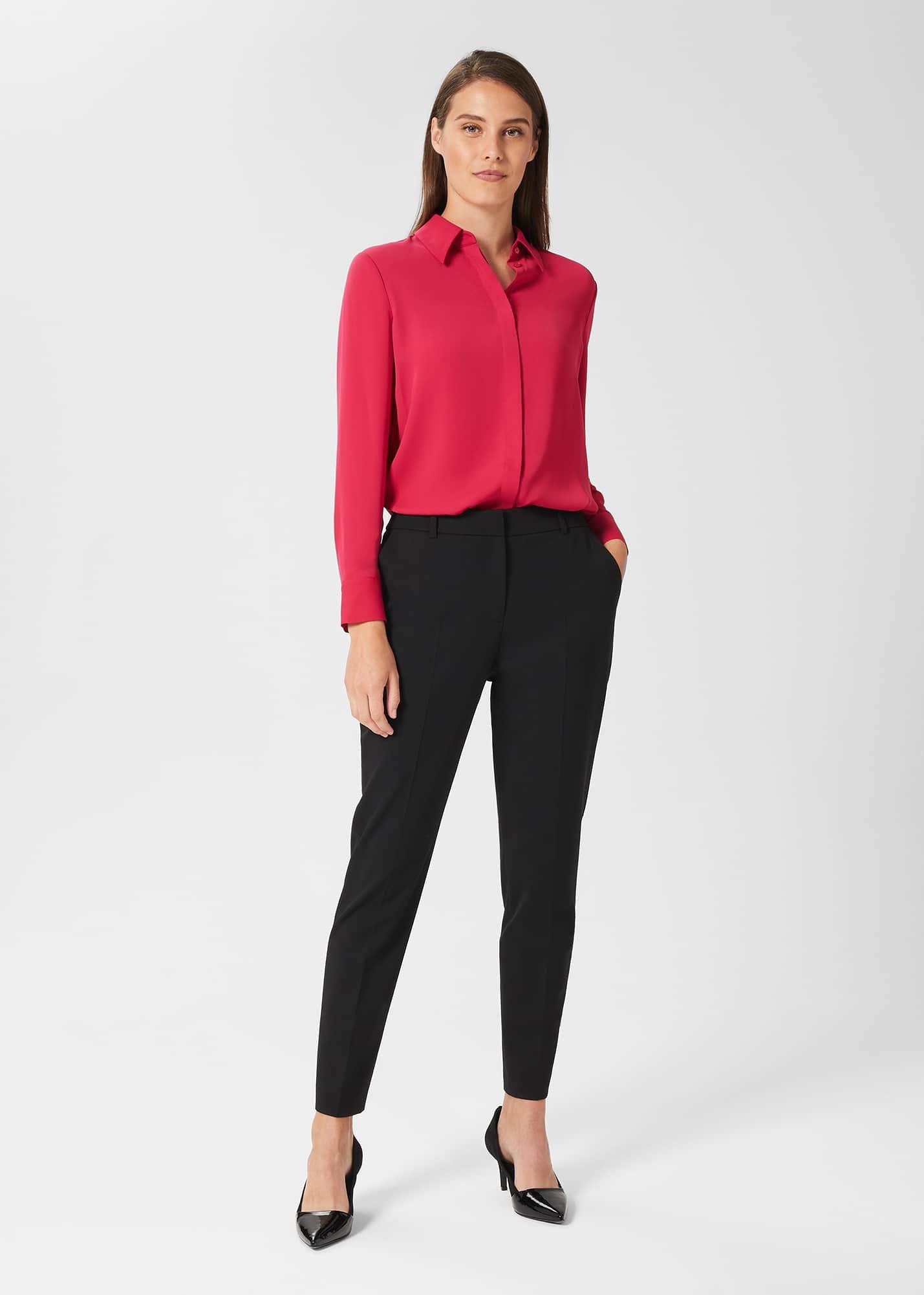 Gael Twill Tapered Trousers, Black, hi-res