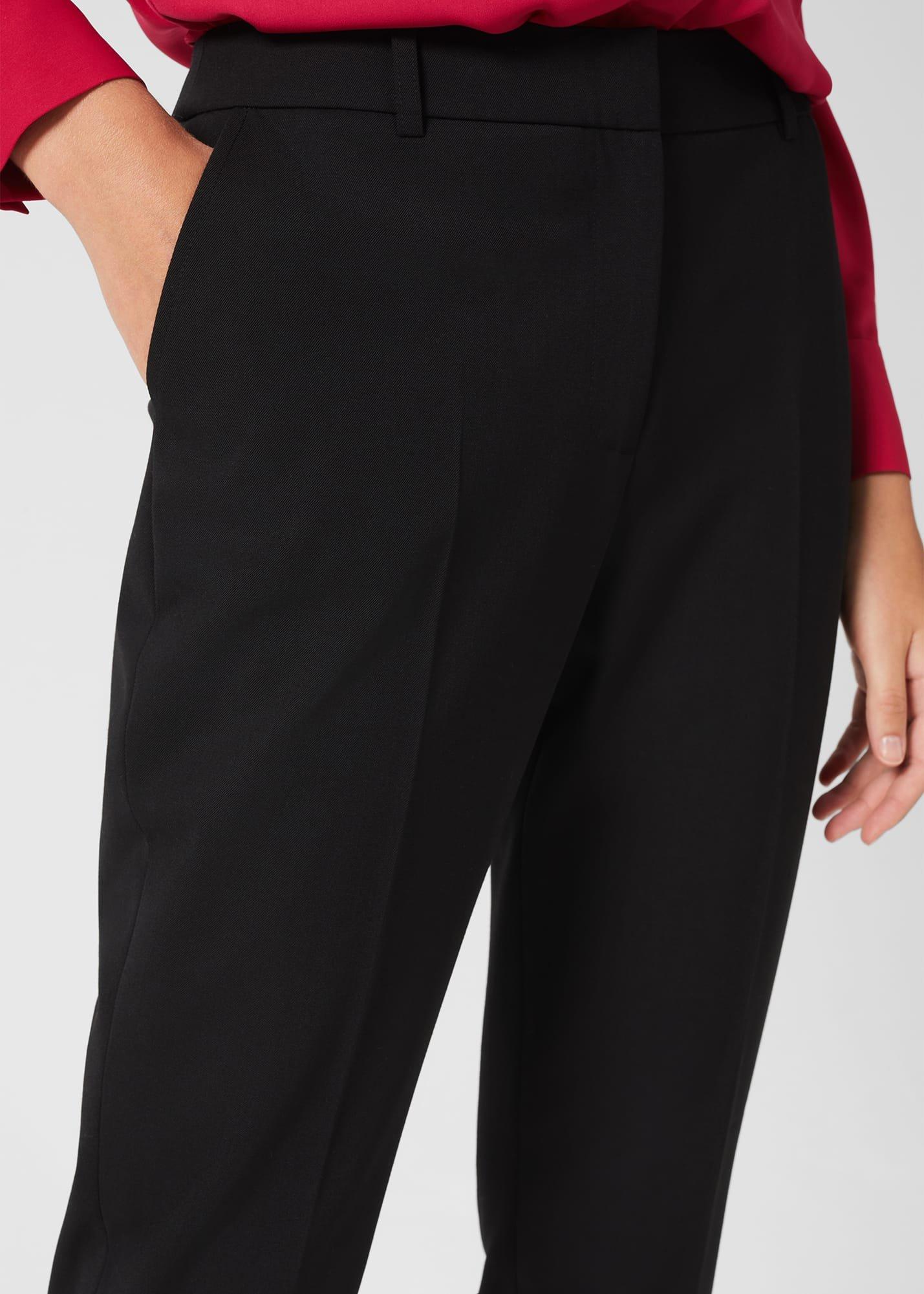 Gael Twill Tapered Trousers, Black, hi-res