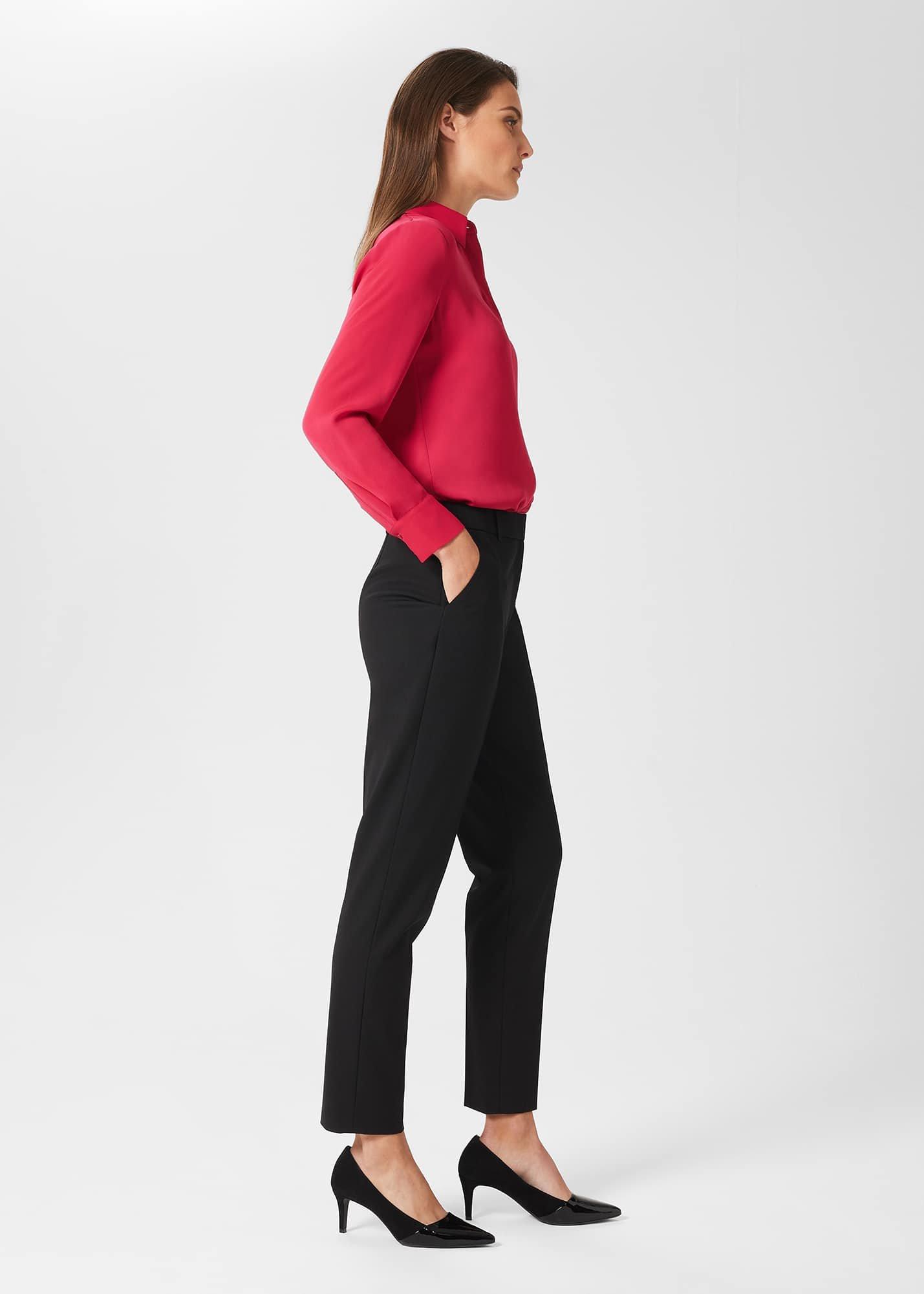 Gael Twill Tapered Trousers, Black, hi-res