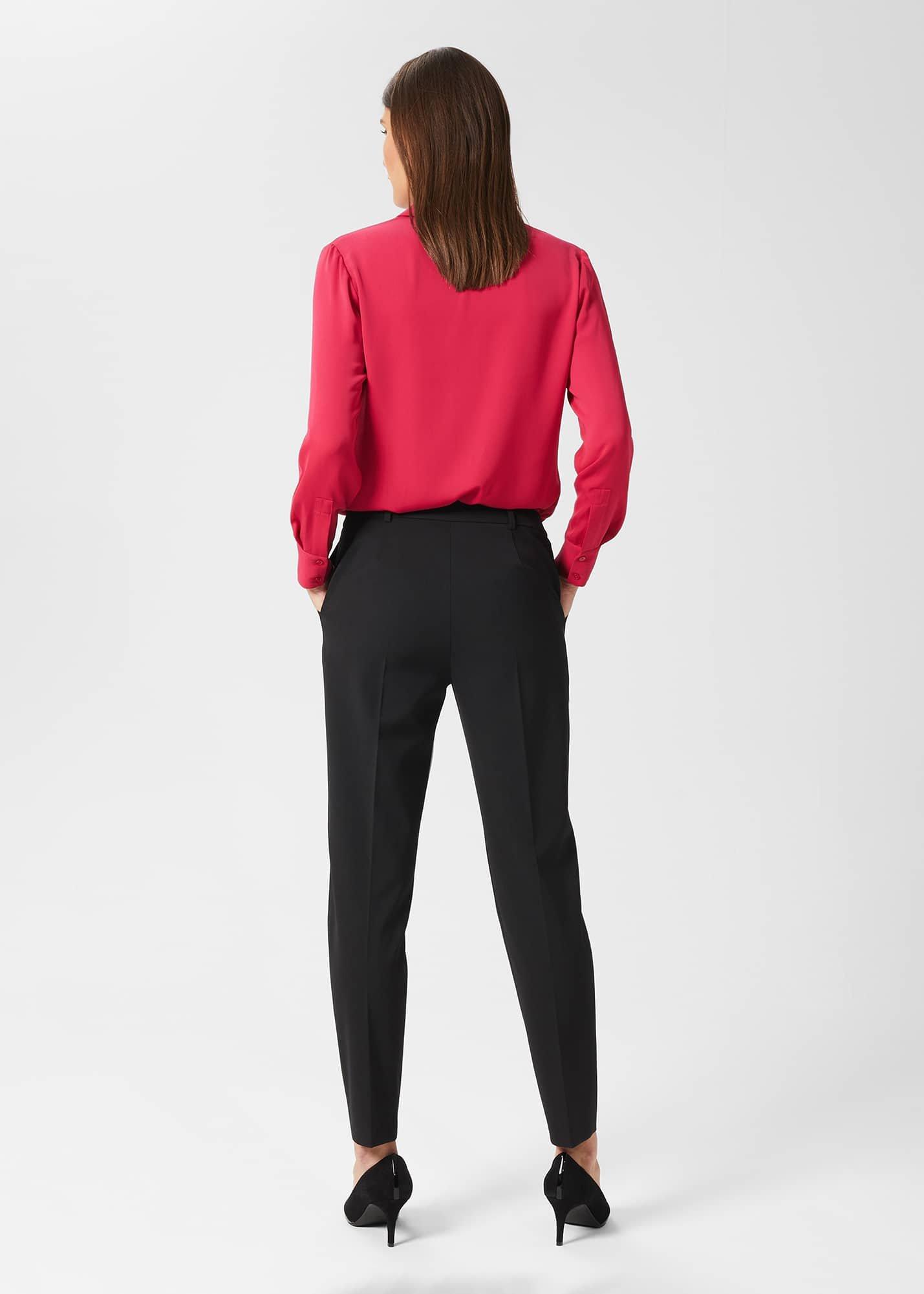 Gael Twill Tapered Trousers, Black, hi-res